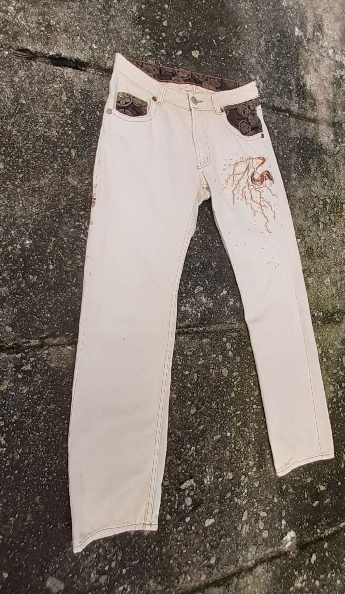 Japanese Brand Nishiki Oriental..Sukajan Japanese Tradition Culture pants Size US 30 / EU 46 - 5 Thumbnail