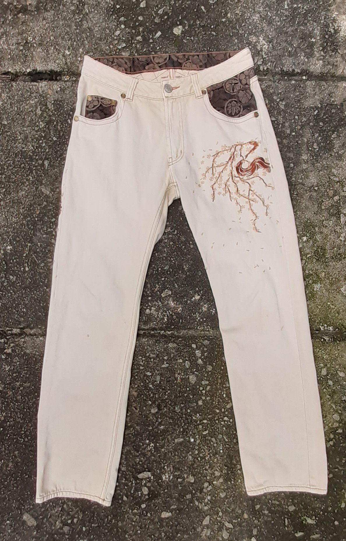 Japanese Brand Nishiki Oriental..Sukajan Japanese Tradition Culture pants Size US 30 / EU 46 - 3 Thumbnail