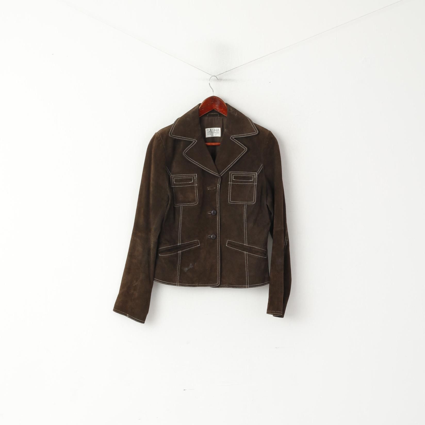 Vintage Sasha Women 12 M Jacket Brown Leather Vintage 2742 Size M / US 6-8 / IT 42-44 - 2 Thumbnail