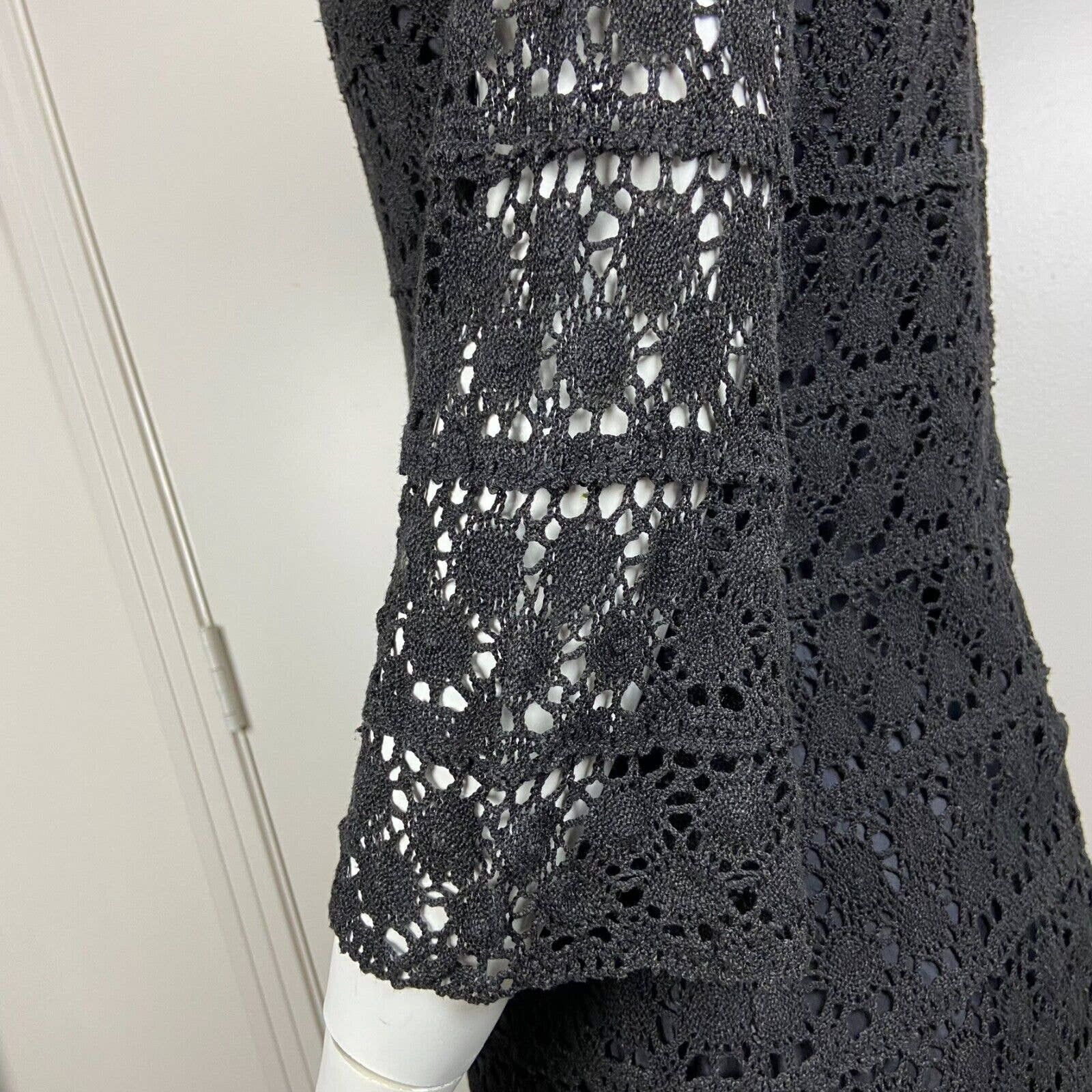 Handmade Vintage 60s 70s Black Crochet Lace Mini Shift Dress Size S / US 4 / IT 40 - 9 Thumbnail