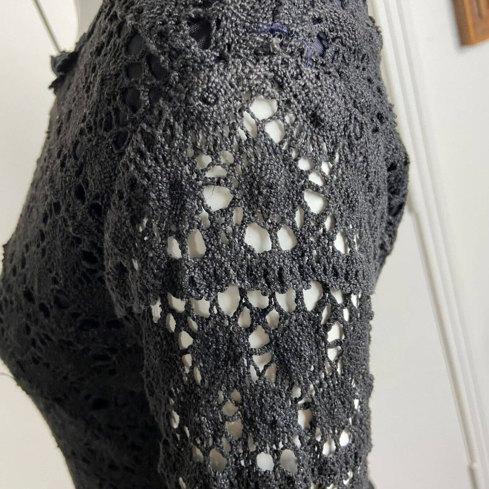 Handmade Vintage 60s 70s Black Crochet Lace Mini Shift Dress Size S / US 4 / IT 40 - 10 Preview