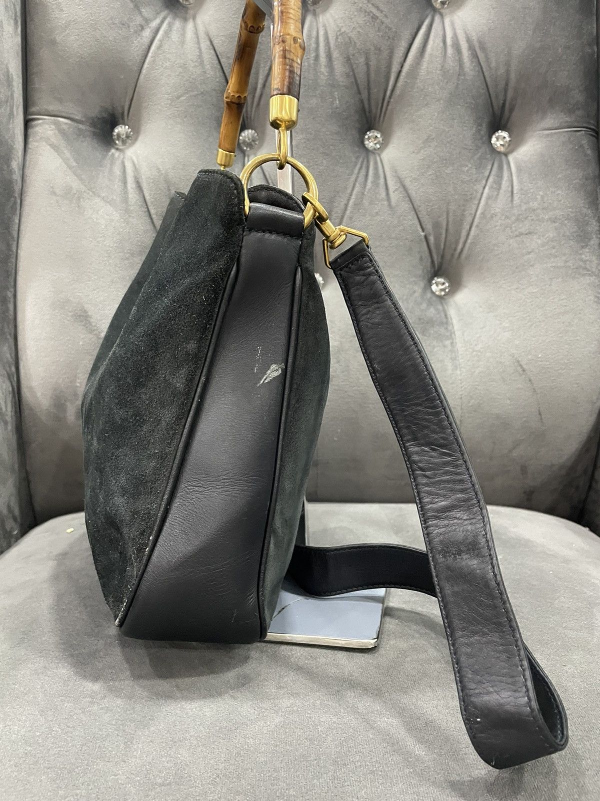 Gucci Authentic Vintage GUCCI Bamboo Two Bag Suede Leather Size ONE SIZE - 10 Thumbnail