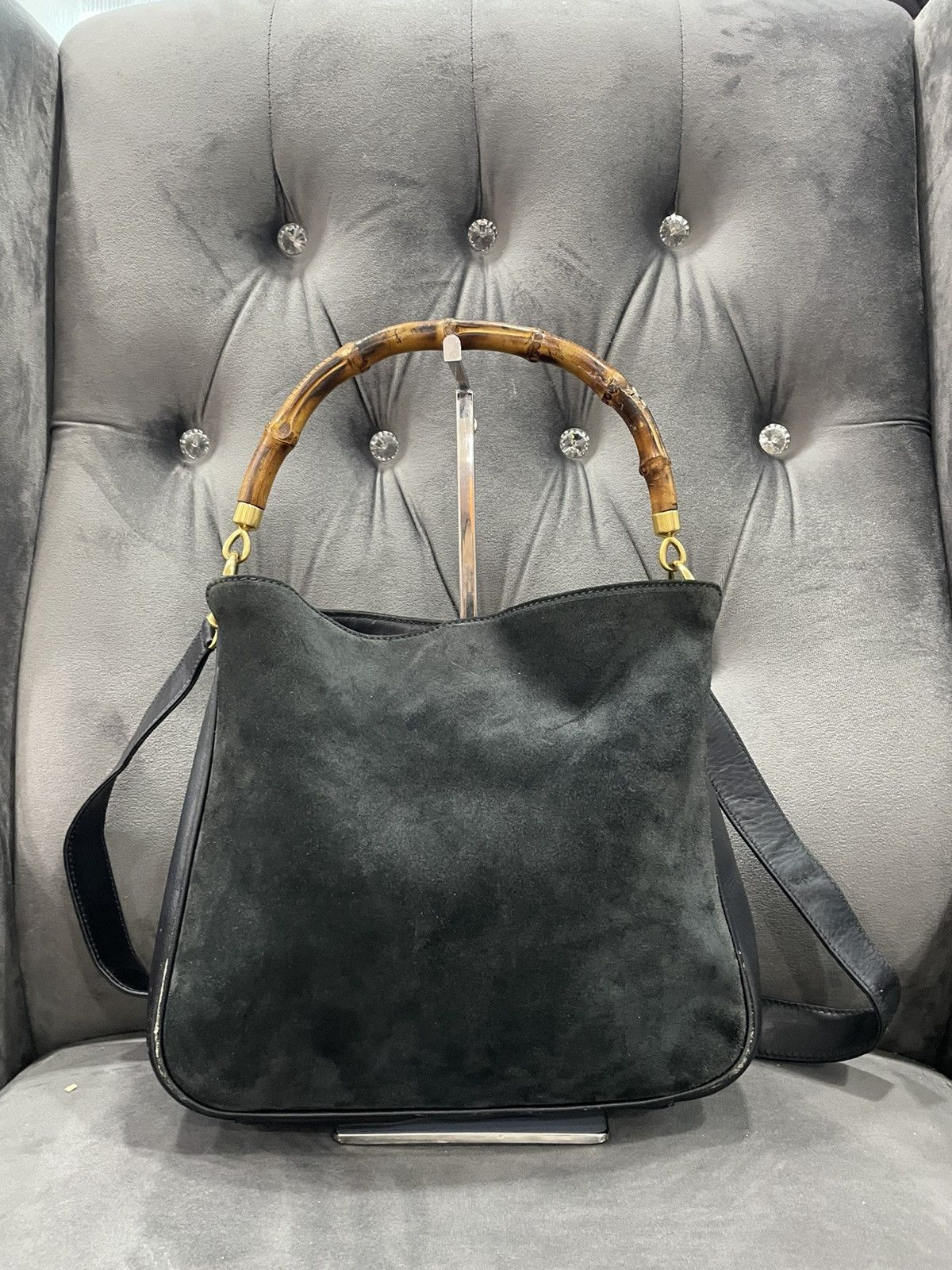 Gucci Authentic Vintage GUCCI Bamboo Two Bag Suede Leather Size ONE SIZE - 2 Thumbnail