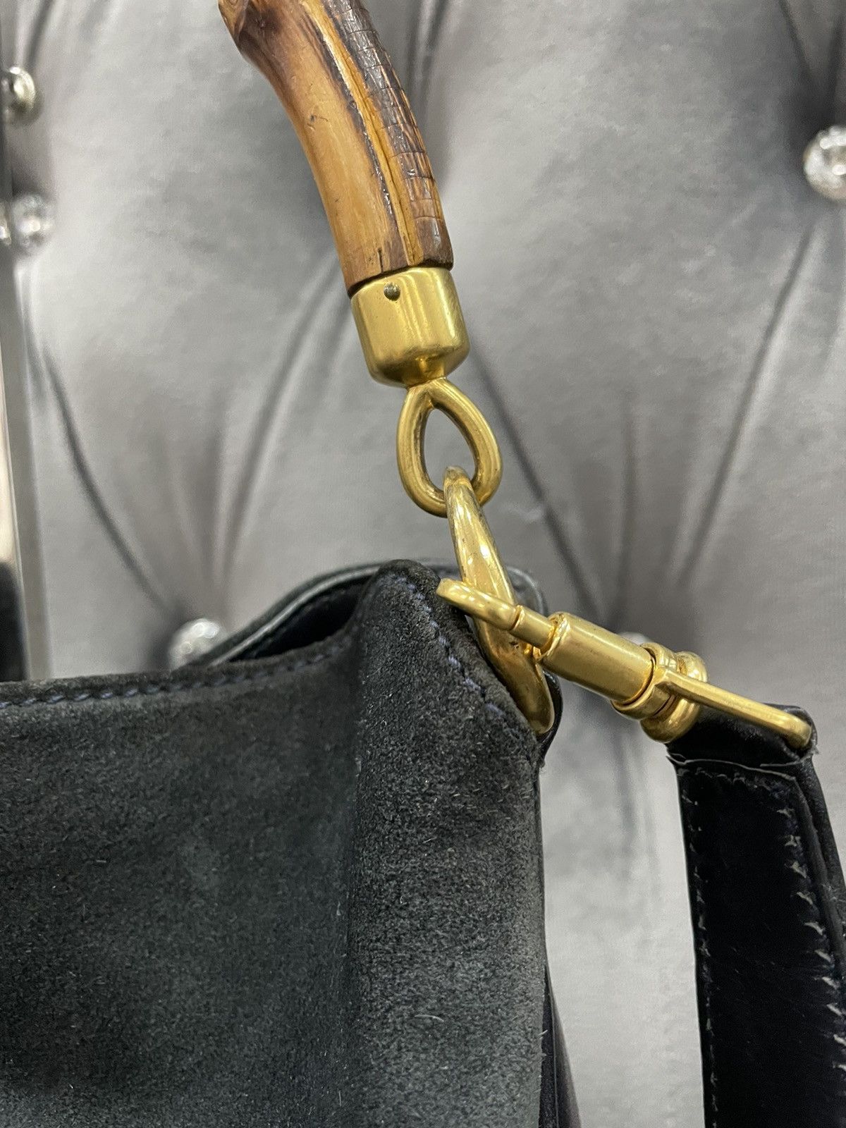 Gucci Authentic Vintage GUCCI Bamboo Two Bag Suede Leather Size ONE SIZE - 8 Thumbnail