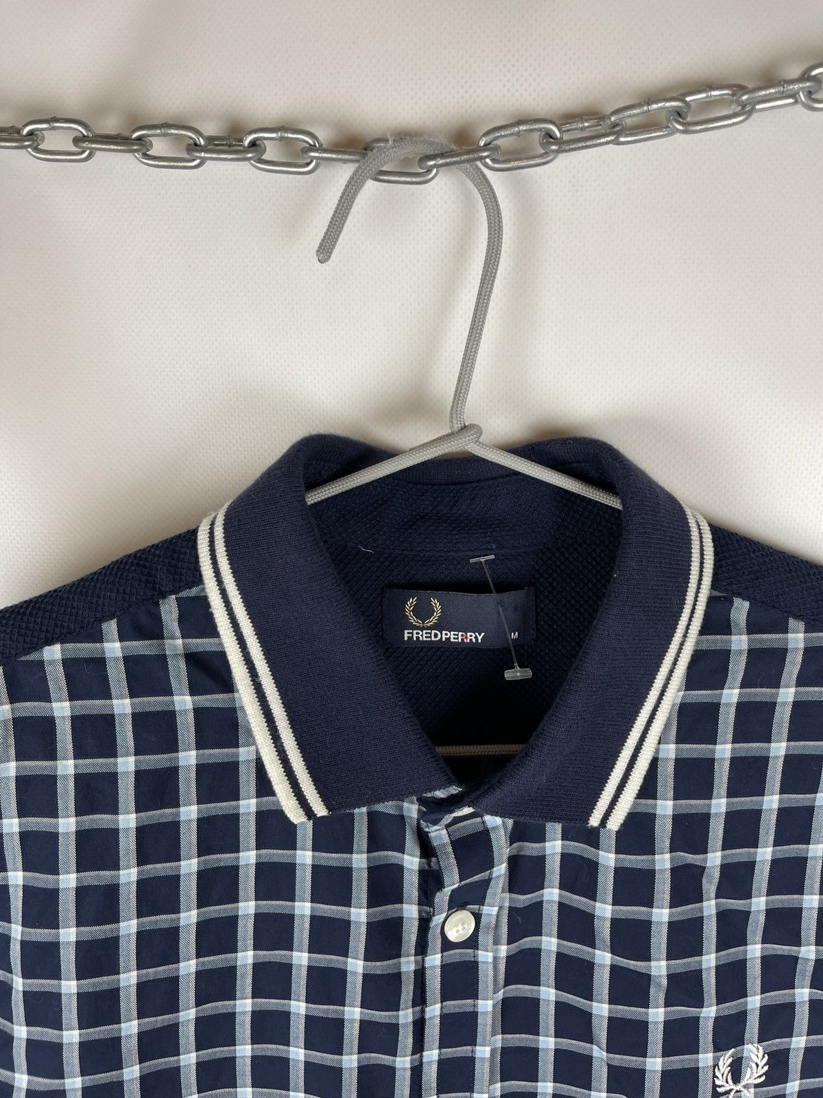 Fred Perry Fred Perry checkered plait cotton navy striped collar shirt Size US M / EU 48-50 / 2 - 6 Thumbnail