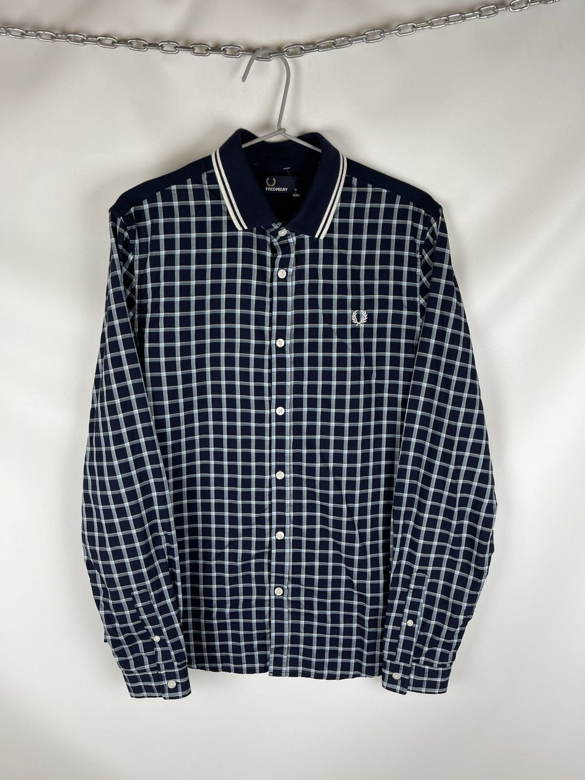 Fred Perry Fred Perry checkered plait cotton navy striped collar shirt Size US M / EU 48-50 / 2 - 1 Thumbnail