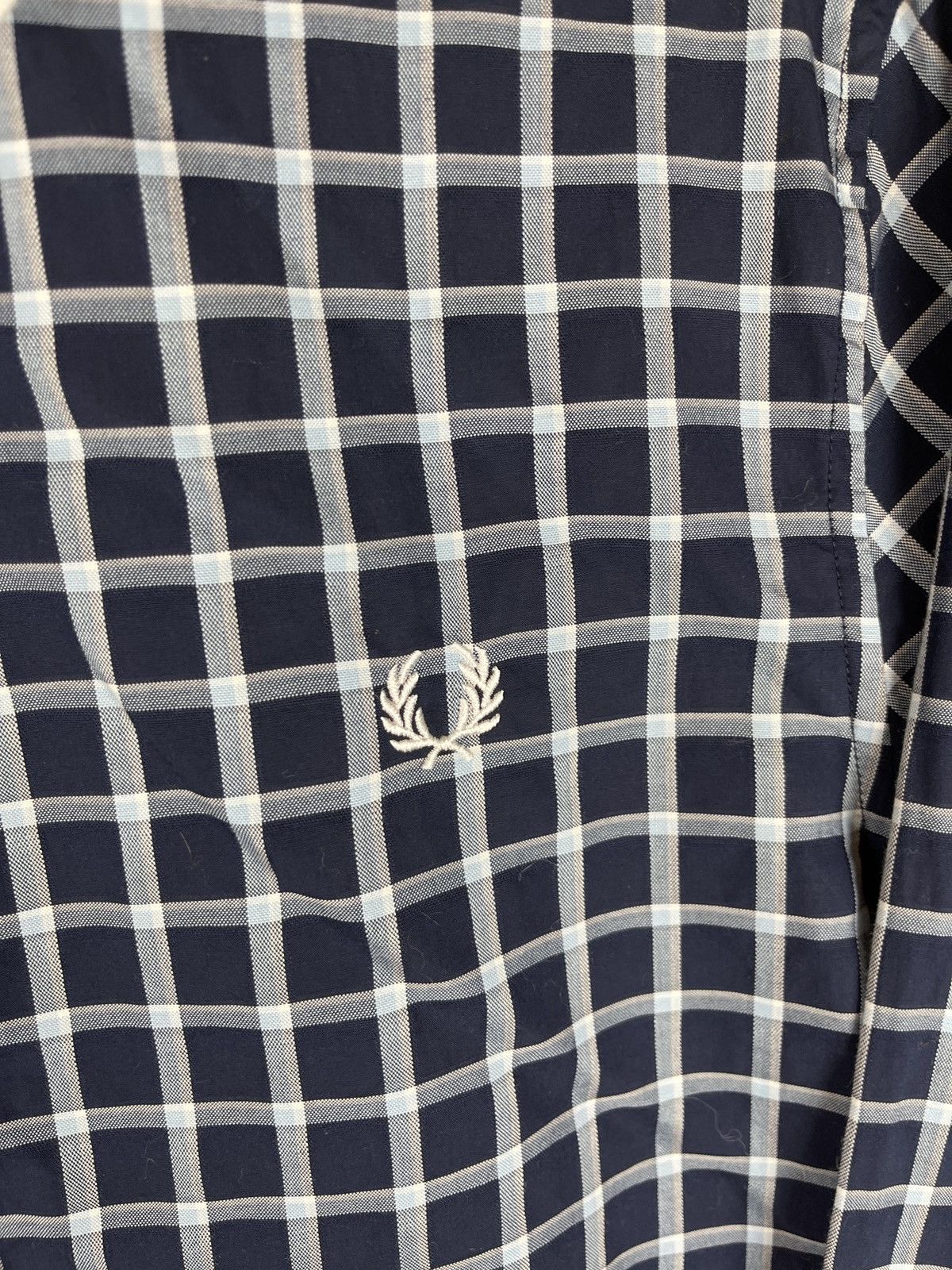 Fred Perry Fred Perry checkered plait cotton navy striped collar shirt Size US M / EU 48-50 / 2 - 7 Thumbnail