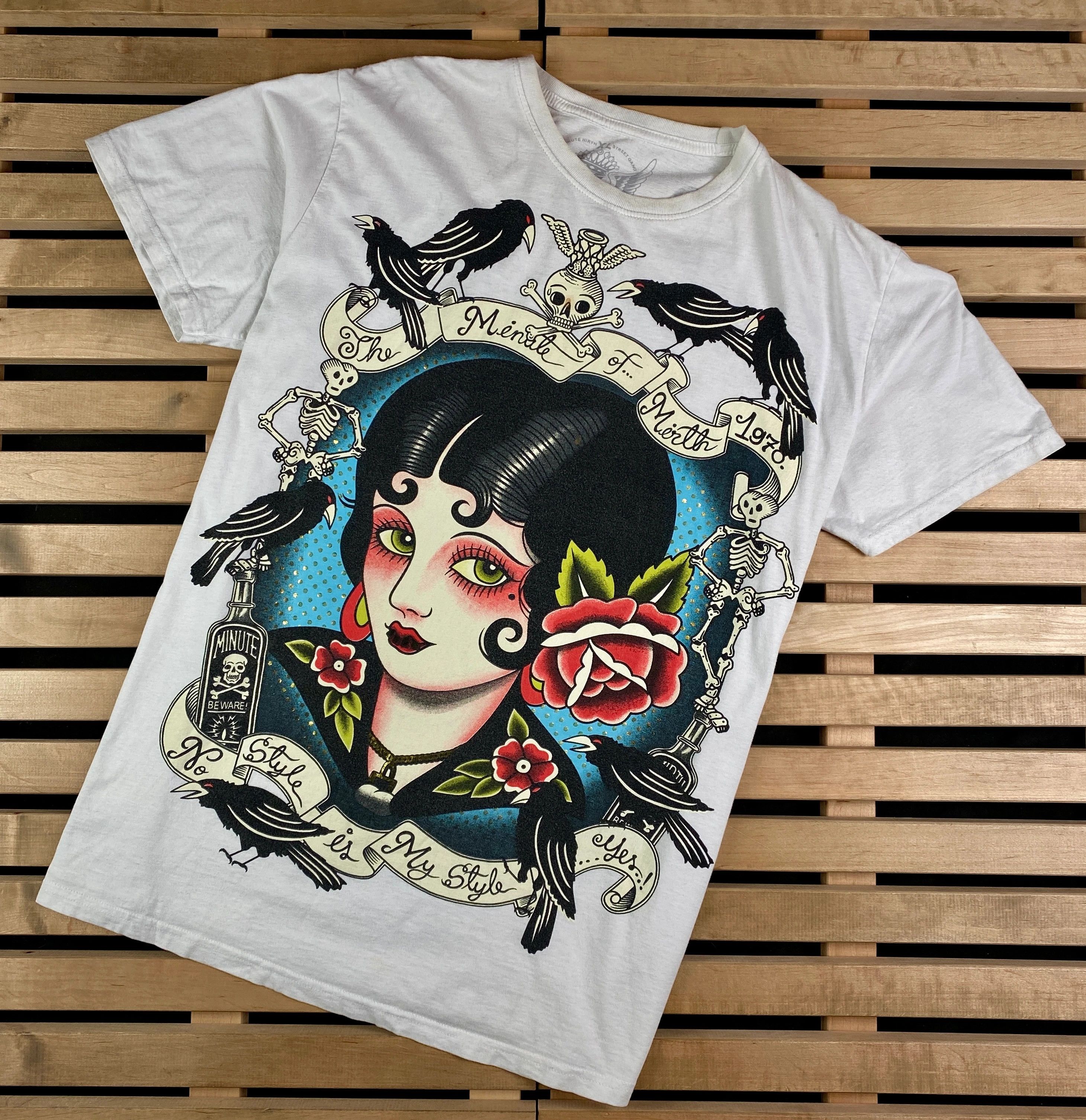 Japanese Brand Mens Vintage T Shirt Minute Mirth Size XL Size US XL / EU 56 / 4 - 1 Thumbnail