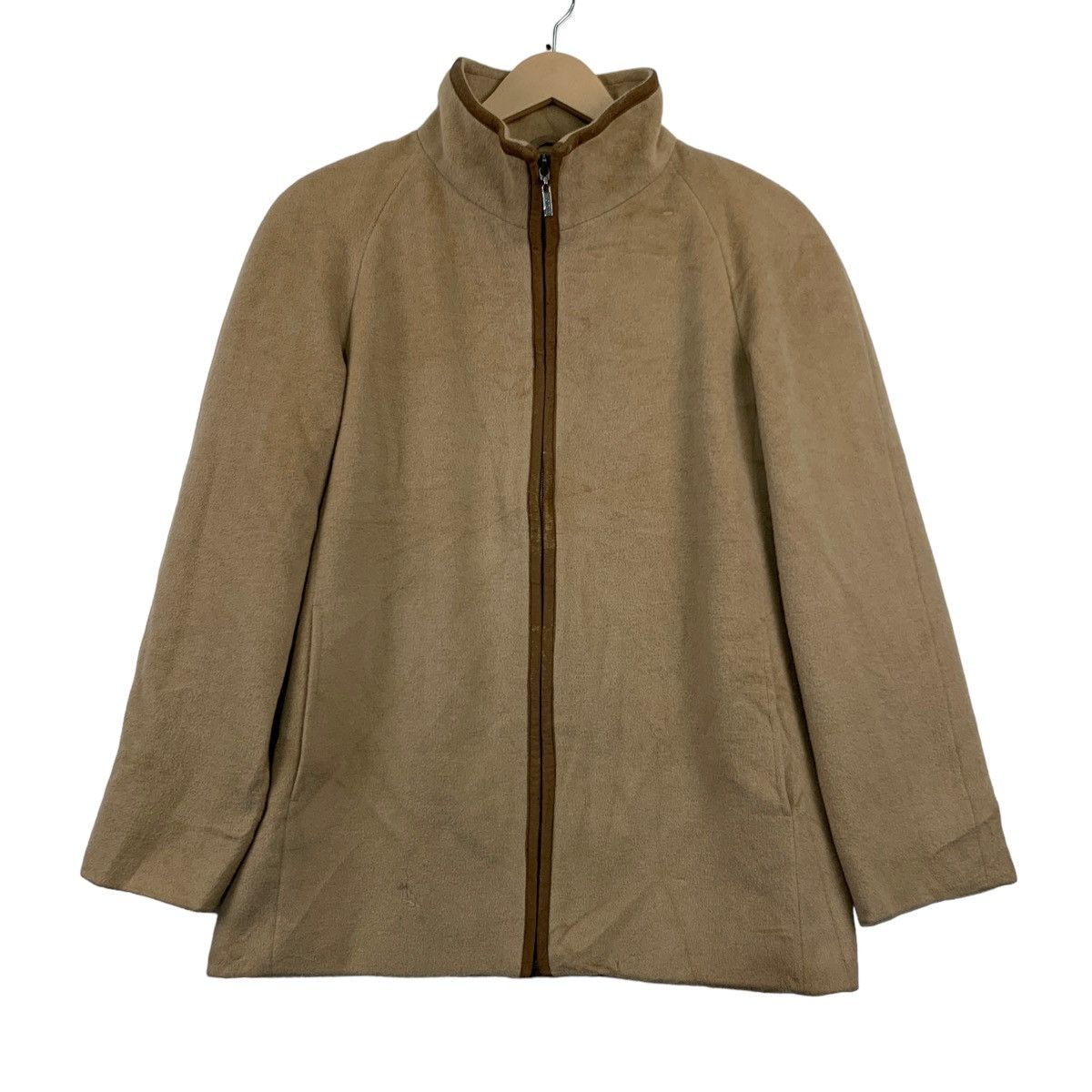 image of Luxury Solleil By Sanyo Jacket Full Zipp Auede Design in Khaki, Men's (Size Small)
