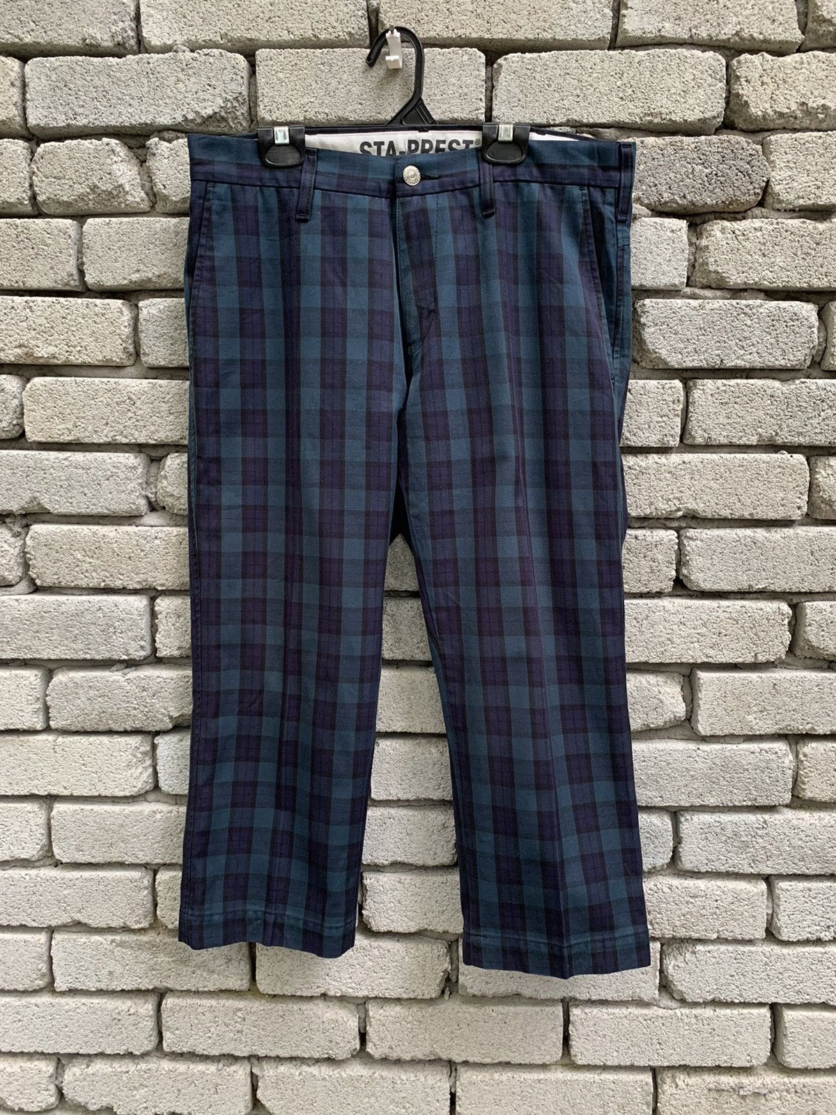 Levi's Vintage Clothing Levis STA-PREST Plaid 3 Quarter Cropped Pants Size US 31 - 3 Thumbnail