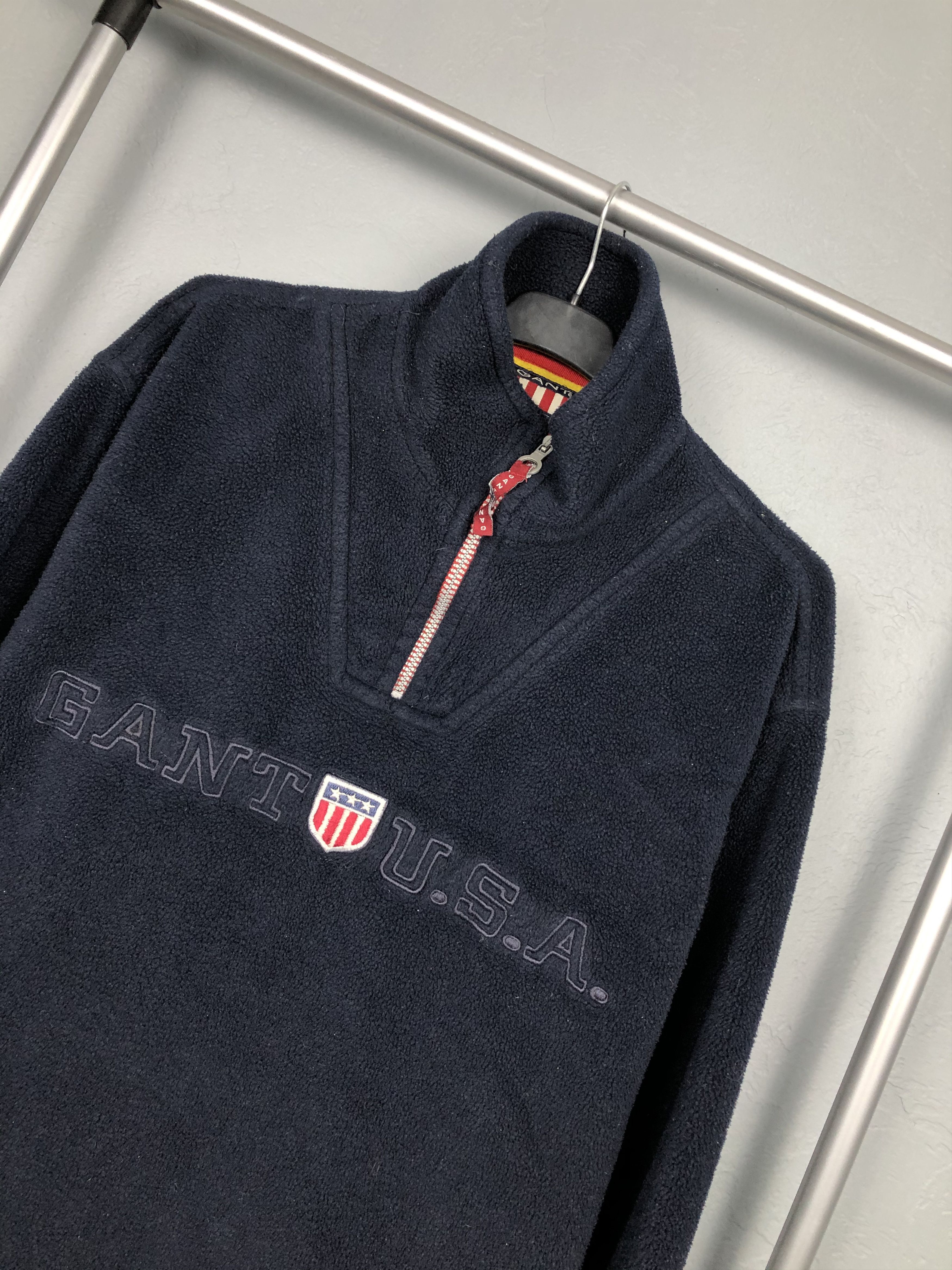 Gant Vintage Gant USA Big Logo Rugger Fleece Jacket 1\4 Zip Size US XL / EU 56 / 4 - 2 Thumbnail