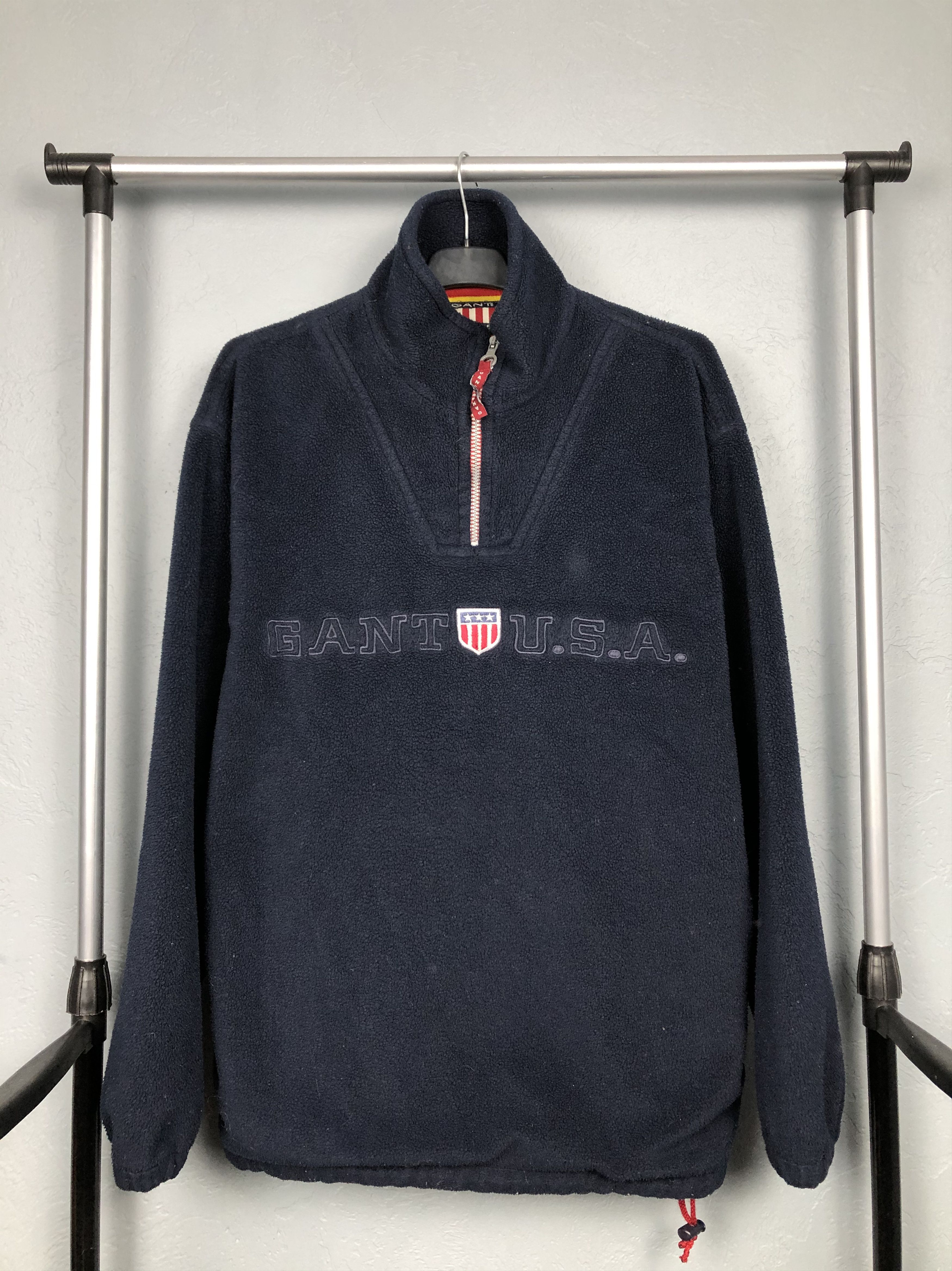 Gant Vintage Gant USA Big Logo Rugger Fleece Jacket 1\4 Zip Size US XL / EU 56 / 4 - 1 Thumbnail
