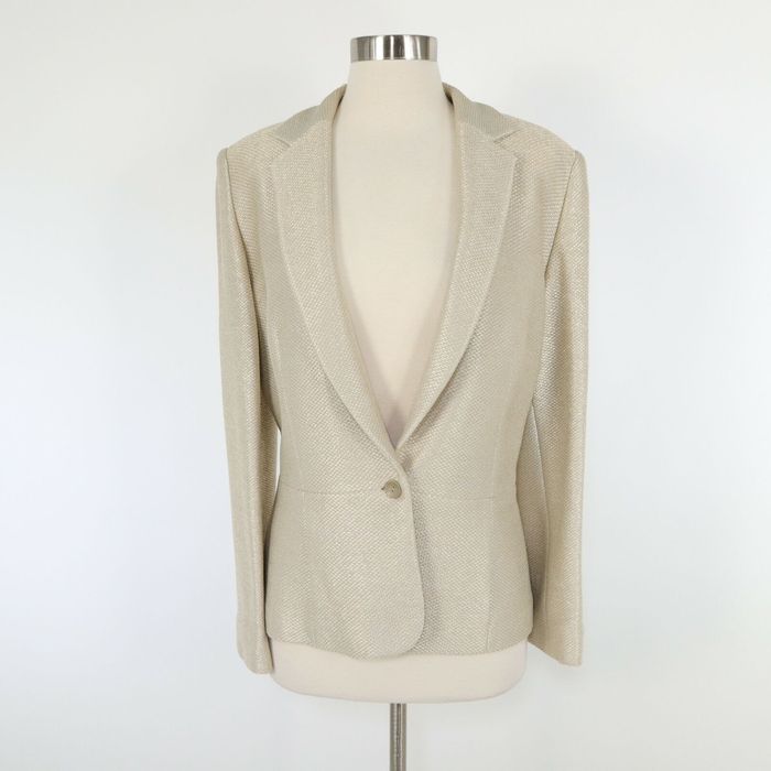 Equipment Equipment Blazer Jacket Womens 12 NEW Ivory Pearl Gold Woven