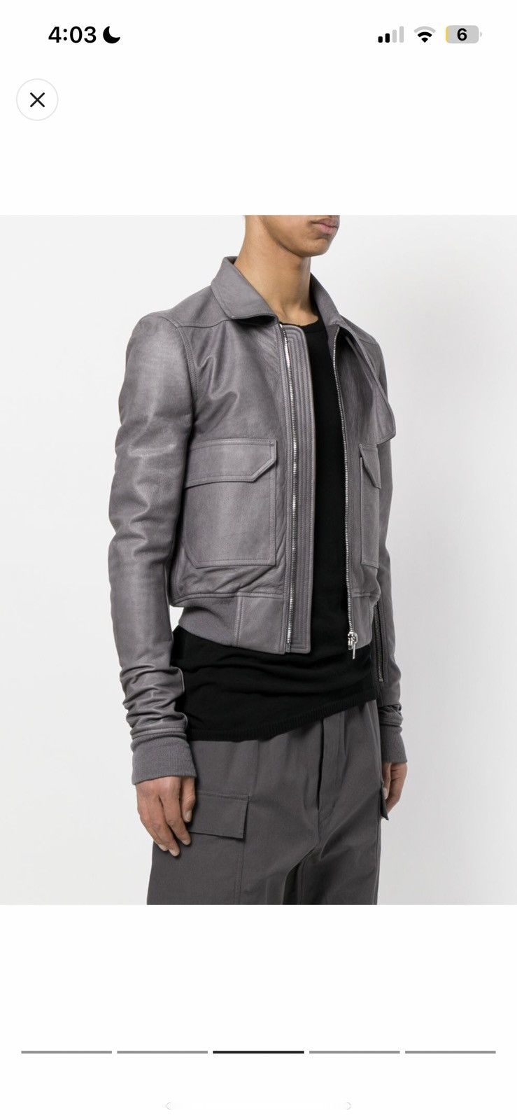 (Sld)Rick Owens Oblong Collar Leather bomber jacket