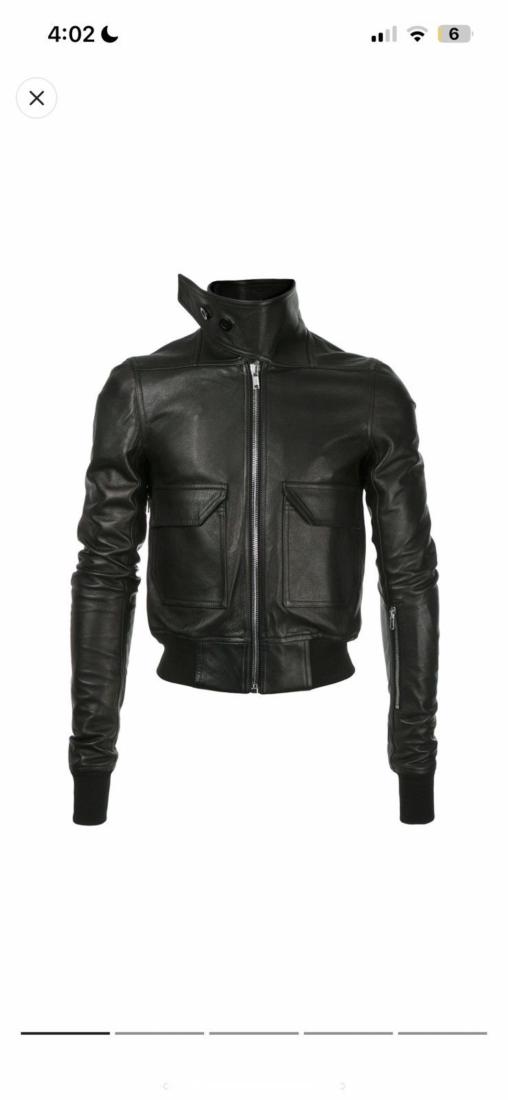 (Sld)Rick Owens Calf Leather Oblong Collar Bomber Jacket
