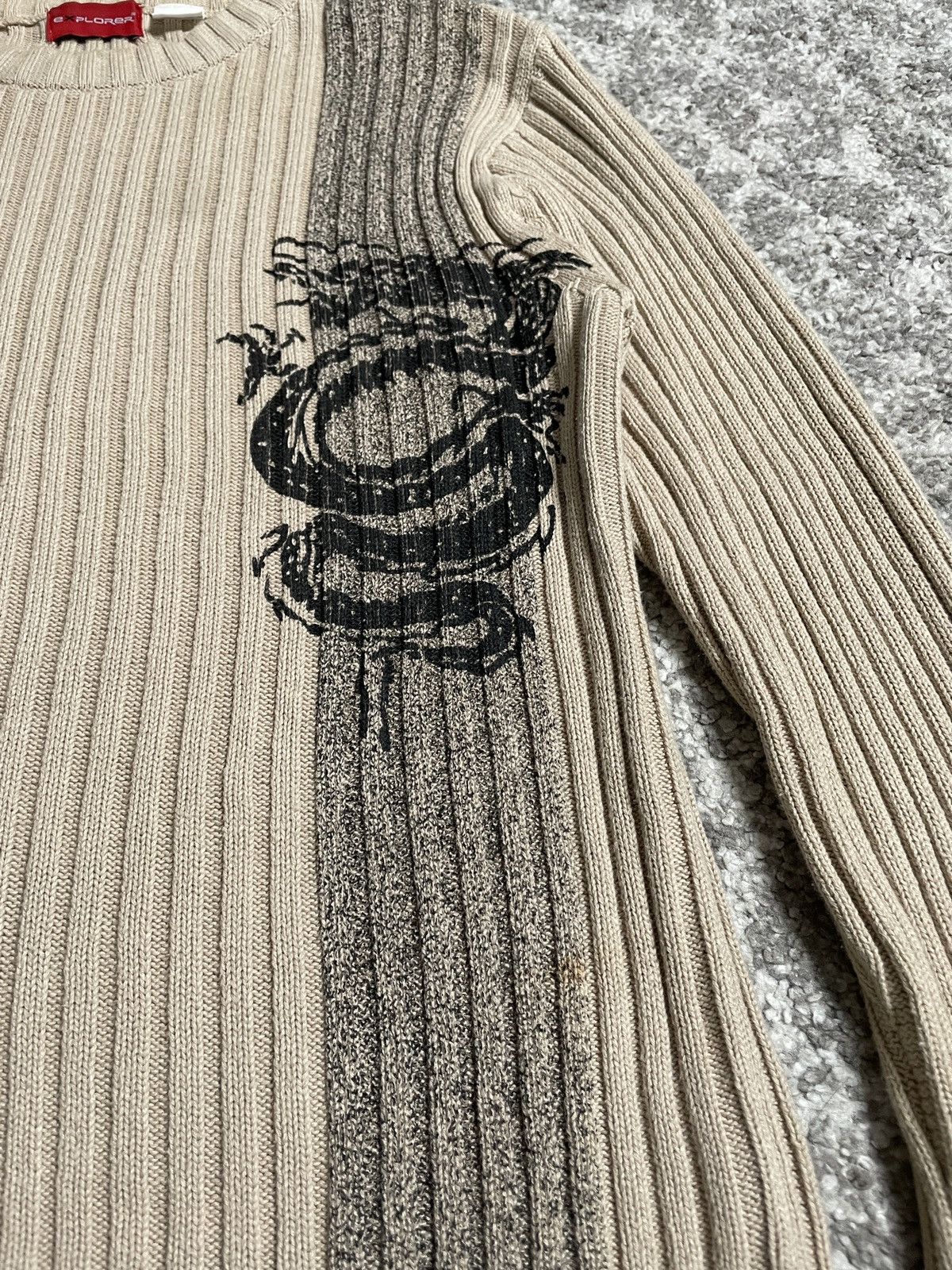 Vintage Vintage Brown Print Spray Dragon Striped Knitwear Sweater Size US M / EU 48-50 / 2 - 3 Thumbnail