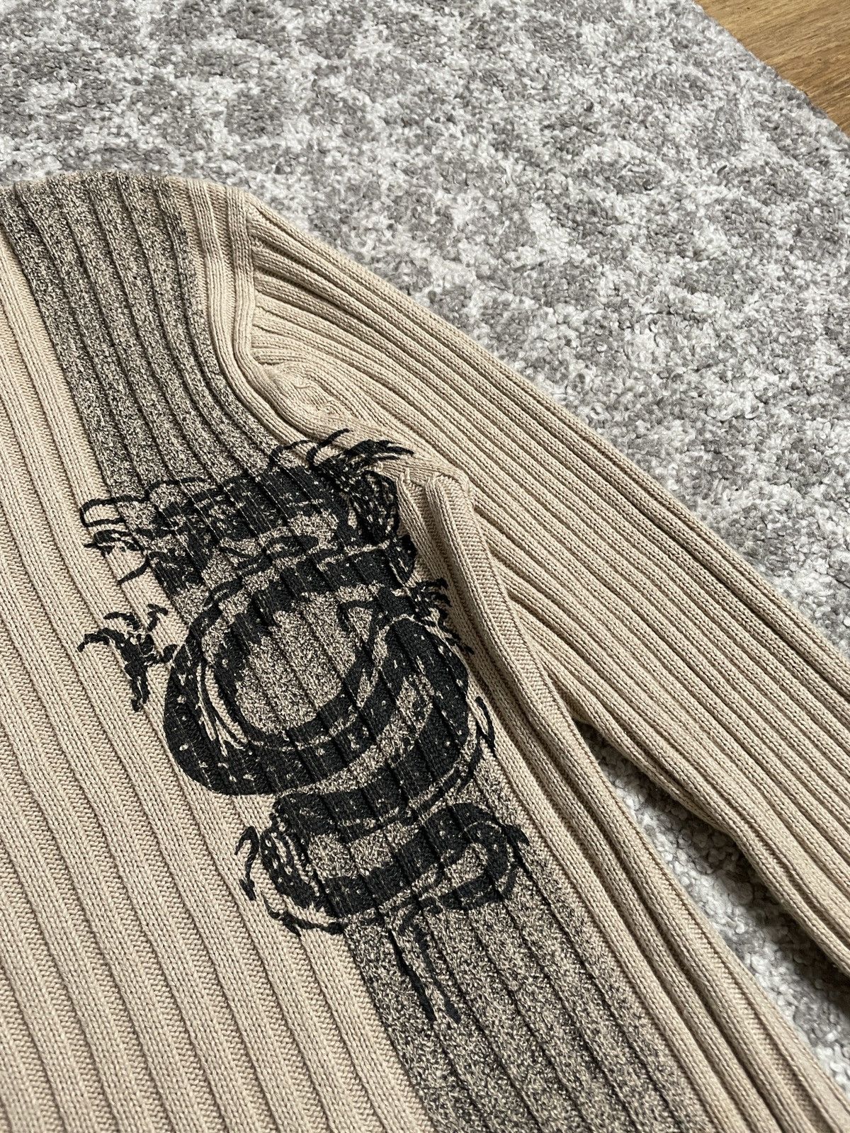Vintage Vintage Brown Print Spray Dragon Striped Knitwear Sweater Size US M / EU 48-50 / 2 - 2 Thumbnail