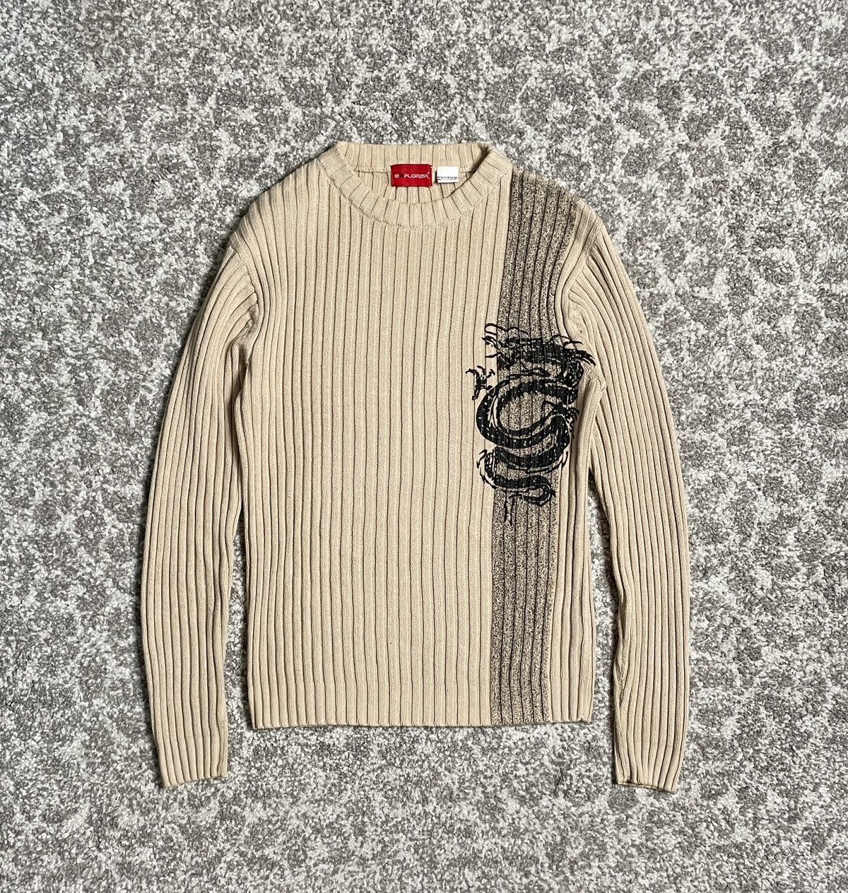 Vintage Vintage Brown Print Spray Dragon Striped Knitwear Sweater Size US M / EU 48-50 / 2 - 1 Thumbnail