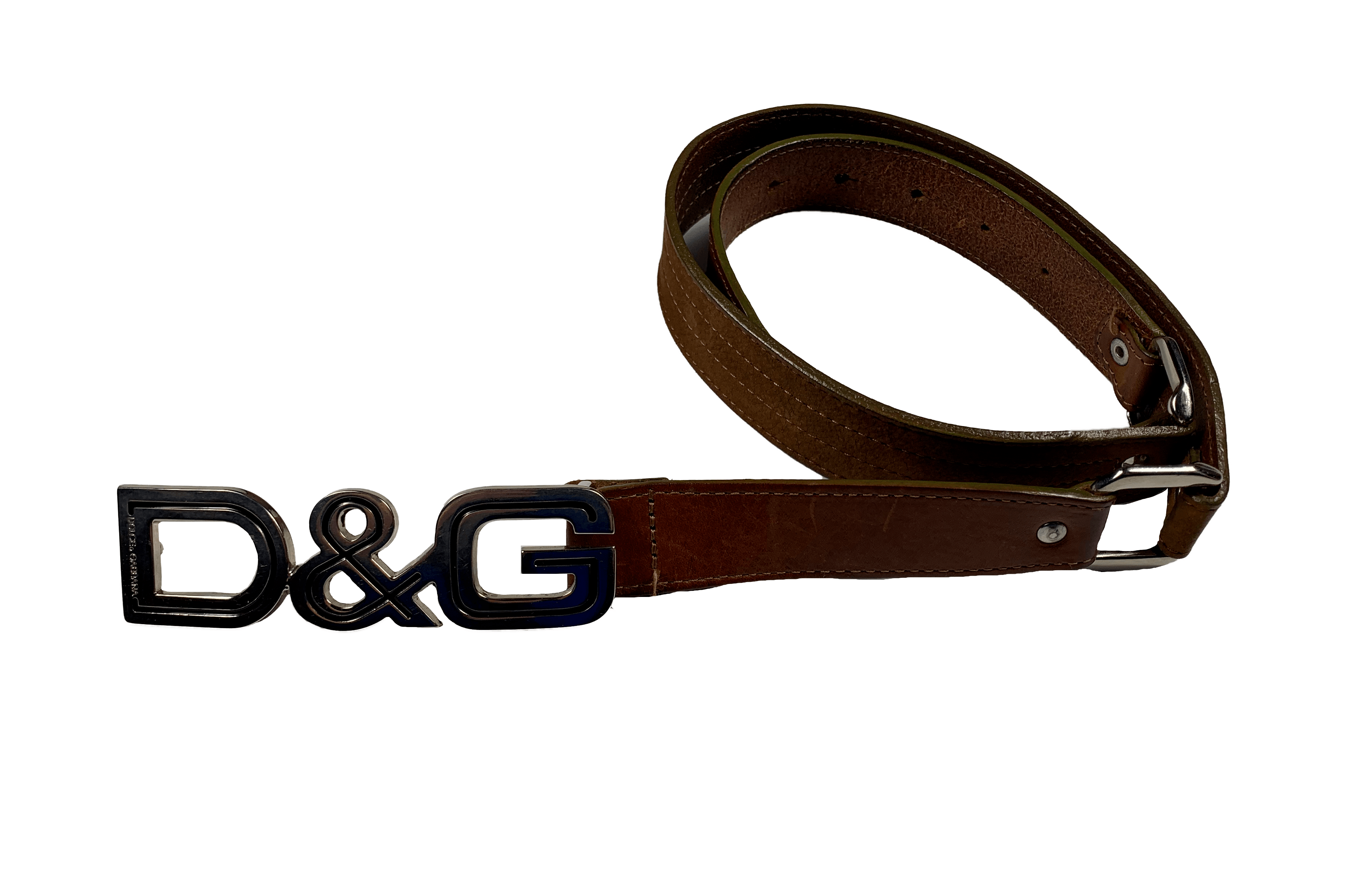 Dolce & Gabbana Brown Leather Classic Vintage Metal Buckle Belt main image 1