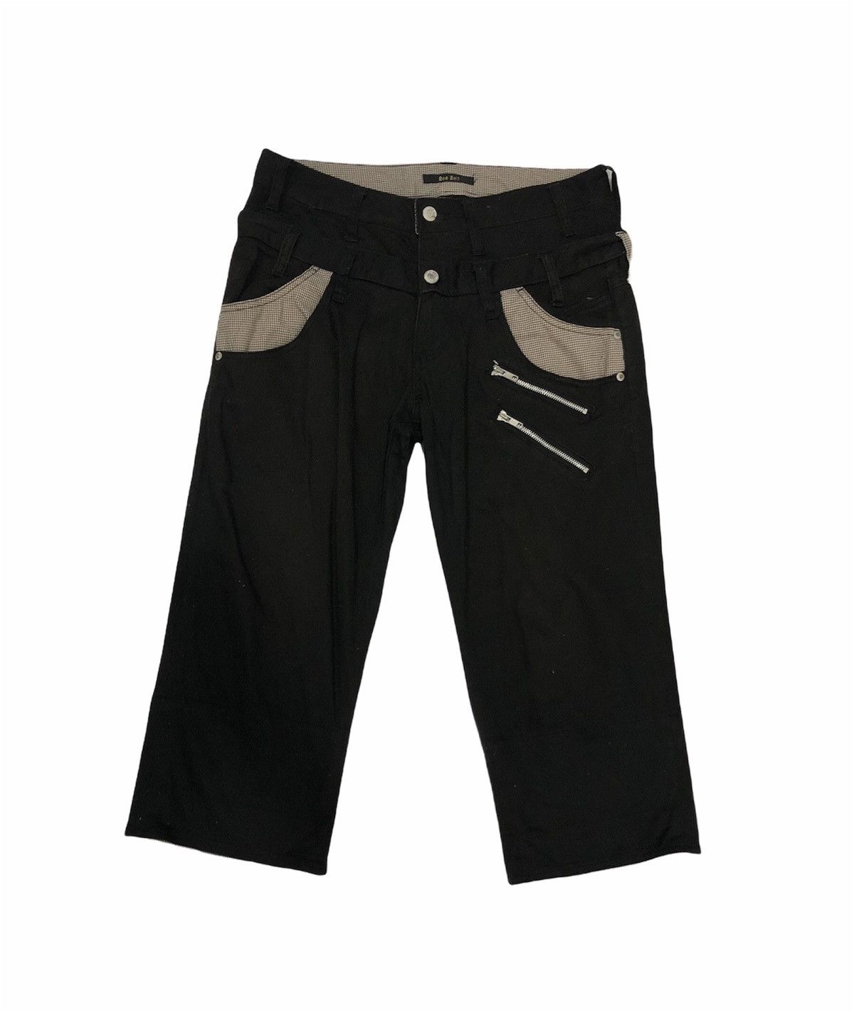 image of Designer Bee Bell Double Waist Cropped Overall in Black, Men's (Size 33)