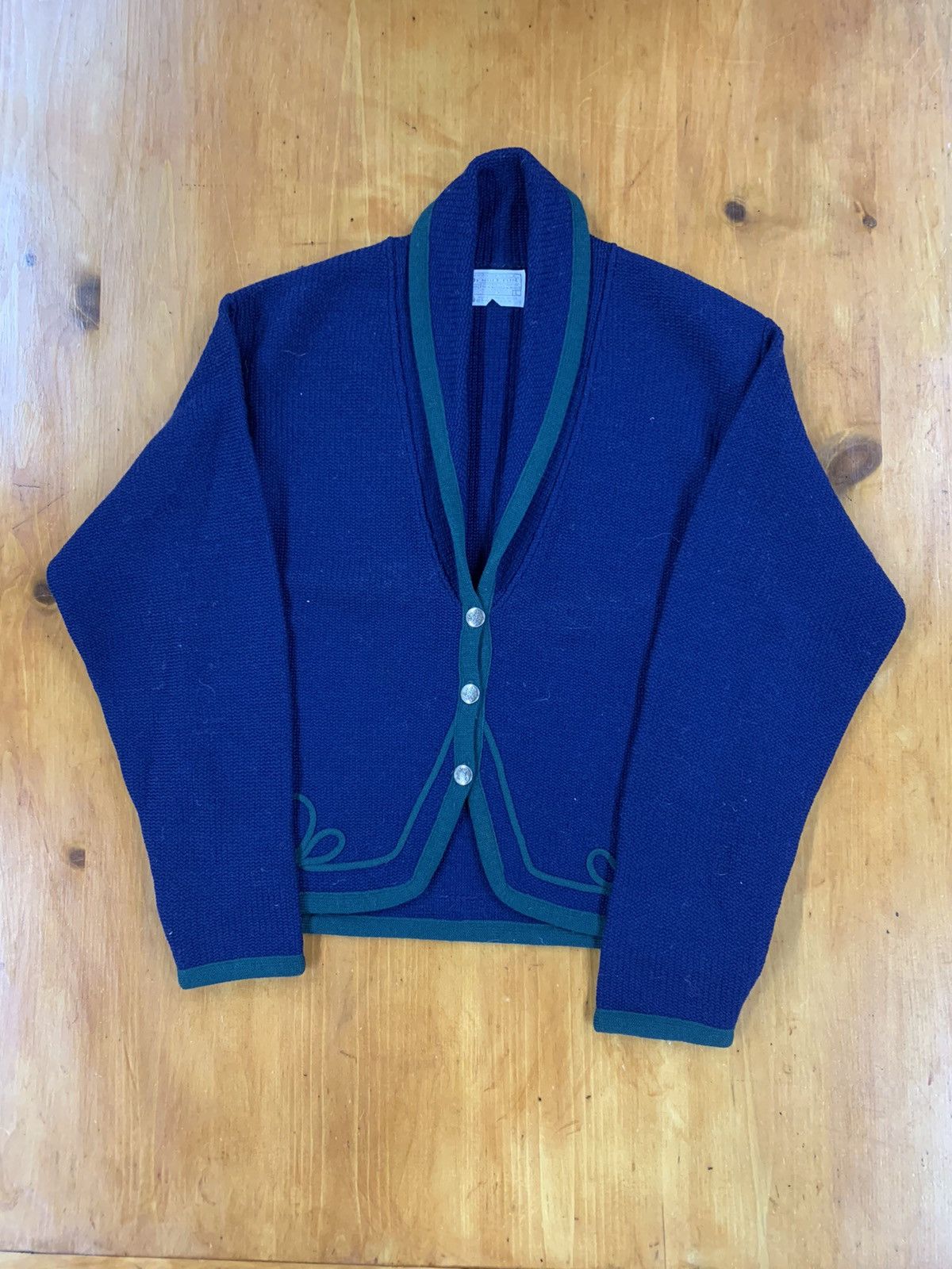 Vintage Vintage Pendleton Green Trim Knit Cardigan Size US L / EU 52-54 / 3 - 1 Thumbnail