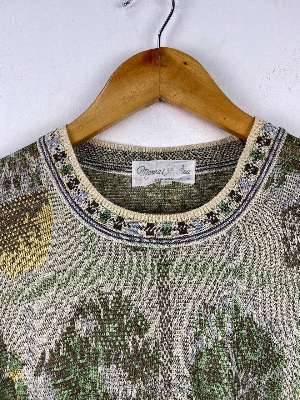Aran Isles Knitwear Vintage 90s Marisa Christina Sweater Knitwear Floran Pattern Size US L / EU 52-54 / 3 - 2 Thumbnail