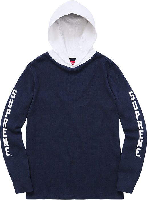 Supreme New Waffle thermal hooded navy | Grailed