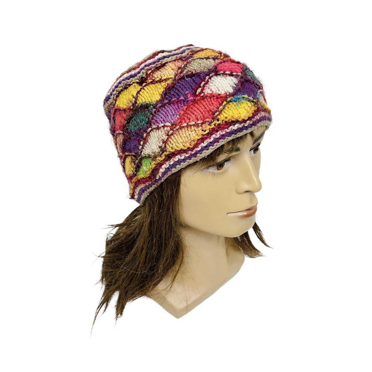 UNKNOWN KNITTED MULTICOLOUR BEANIE HAT