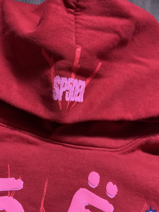 Young Thug Spiderworldwide Merlot Red 555 angel number Hoodie Large ...