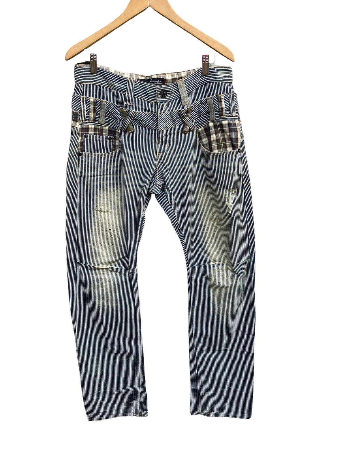 Avant Garde X Dominate handracted striped double waist pants