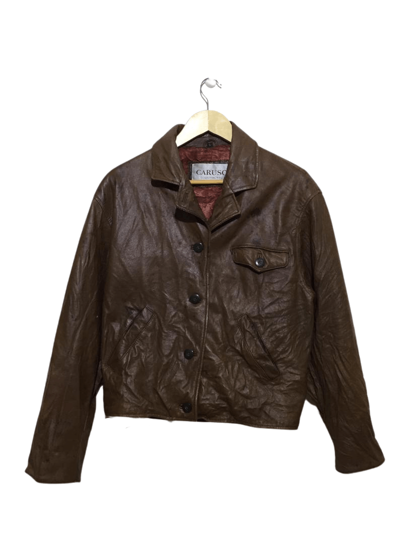 Caruso × Genuine Leather Caruso Brown Button-ups Leather Jacket Size US L / EU 52-54 / 3 - 1 Thumbnail