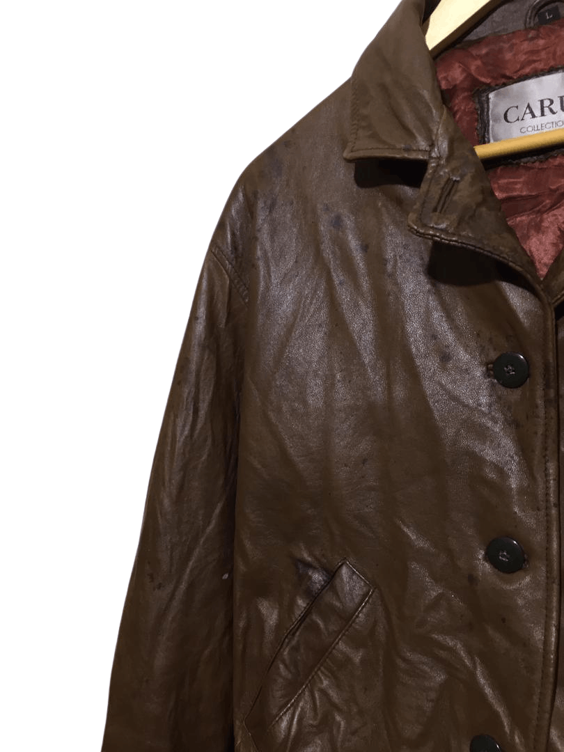 Caruso × Genuine Leather Caruso Brown Button-ups Leather Jacket Size US L / EU 52-54 / 3 - 3 Thumbnail