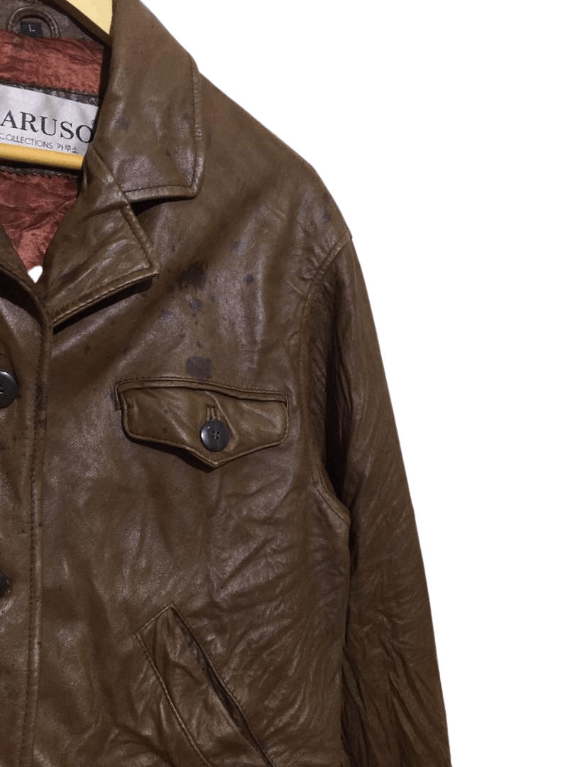 Caruso × Genuine Leather Caruso Brown Button-ups Leather Jacket Size US L / EU 52-54 / 3 - 2 Thumbnail