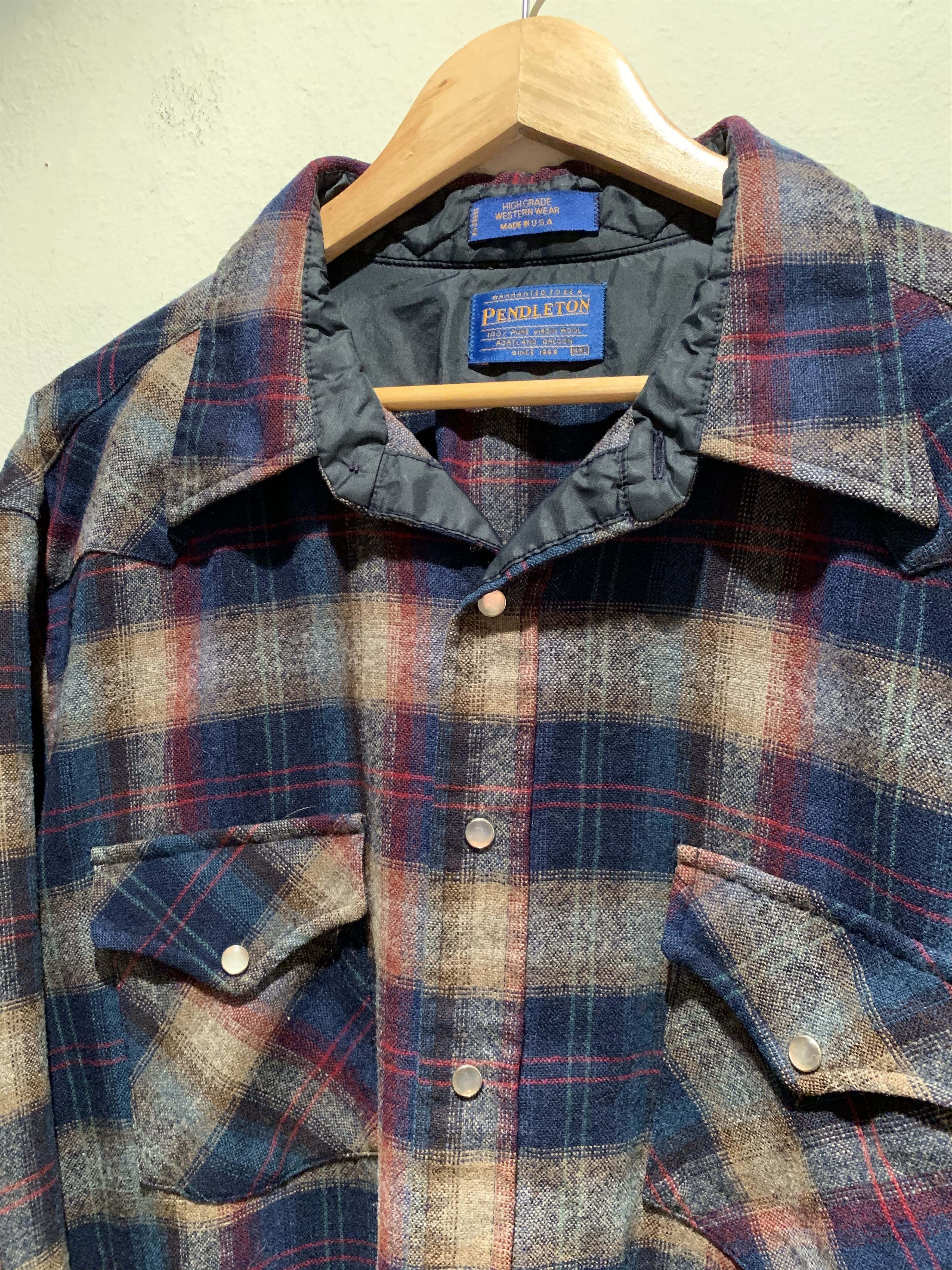 Pendleton × Vintage RARE Vintage Pendleton 100% Virgin Wool USA-Made Plaid Shirt Size US XXL / EU 58 / 5 - 2 Thumbnail
