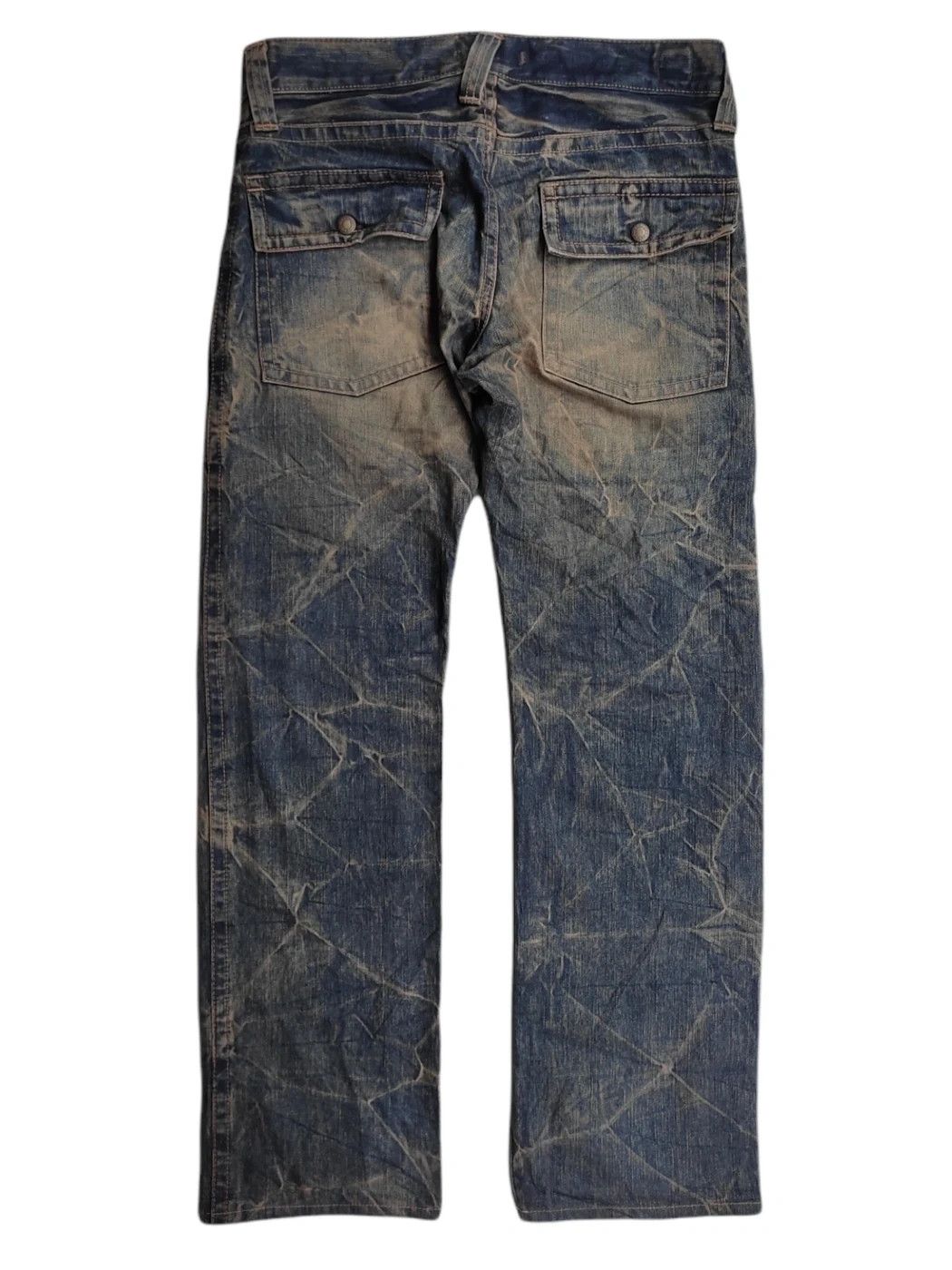 Japanese Brand 👑Jp Blue way 6 pocket acid wash denim pants👑 Size US 31 - 2 Thumbnail