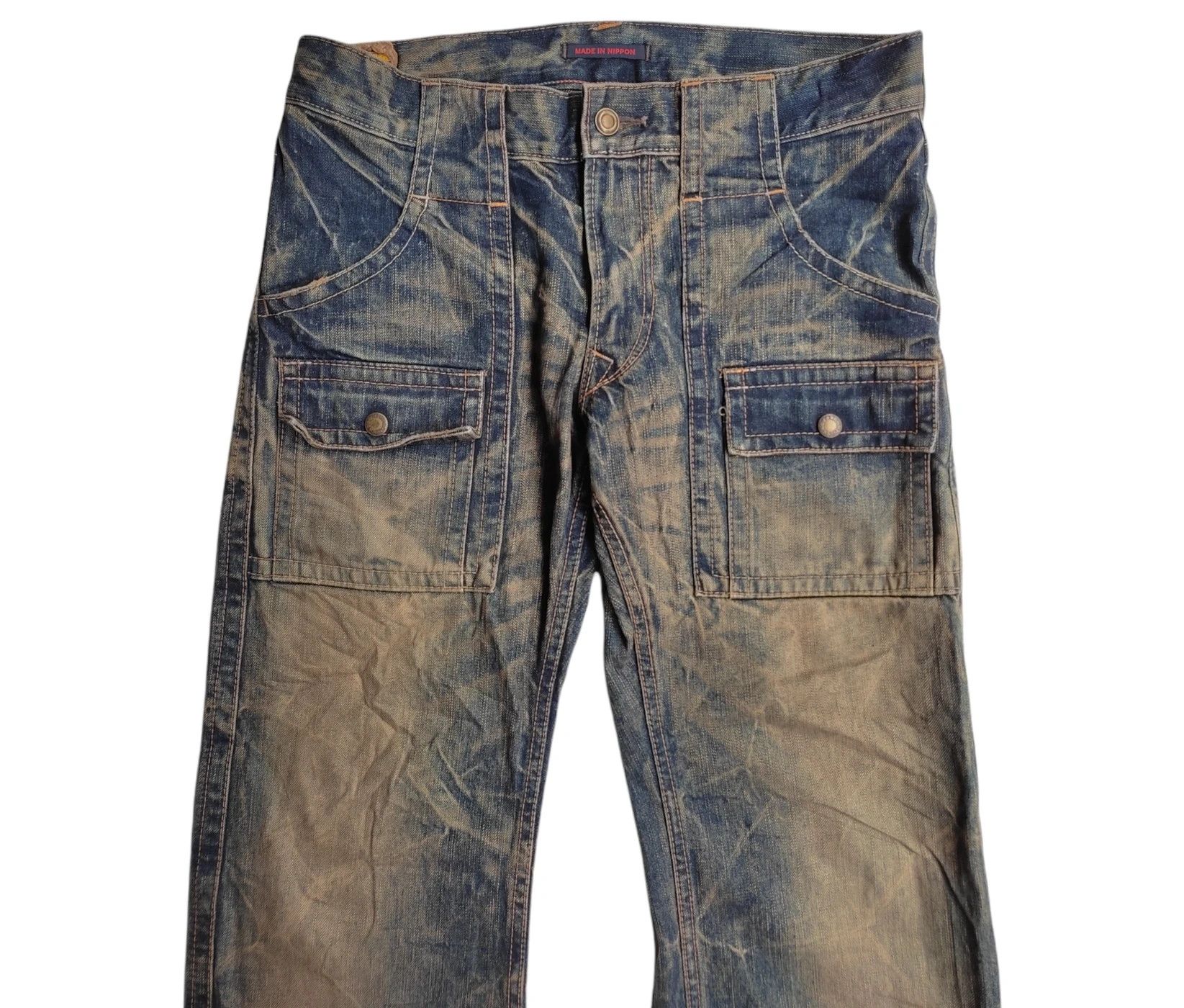 Japanese Brand 👑Jp Blue way 6 pocket acid wash denim pants👑 Size US 31 - 4 Thumbnail