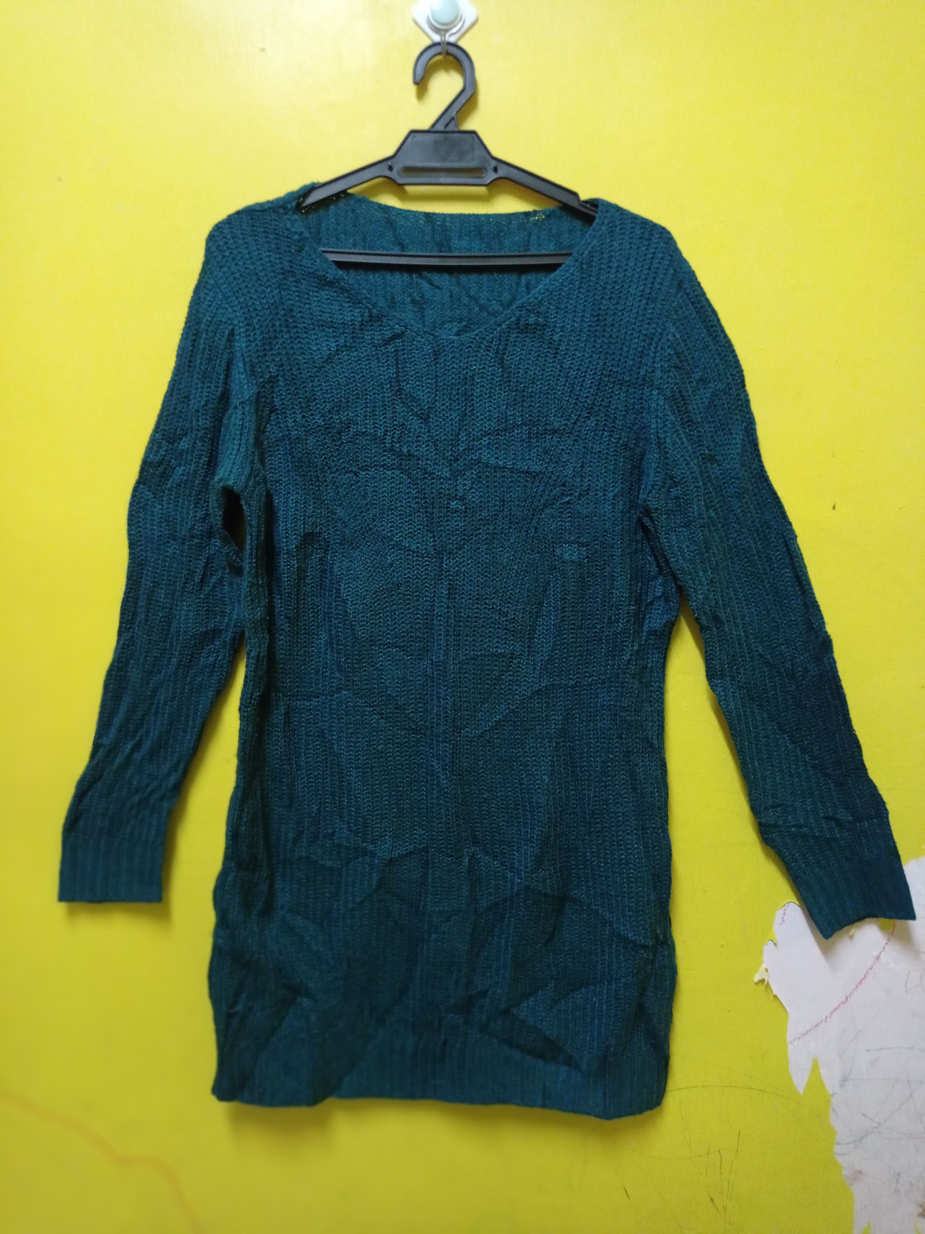 90's Plain Green Knitwear Sweatshirt Japanese Fashion