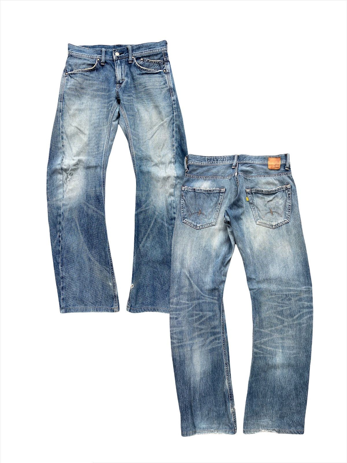 Edwin Vtg Edwin E-function Curved Leg Distressed Denim MadeInJapan Size US 31 - 3 Thumbnail