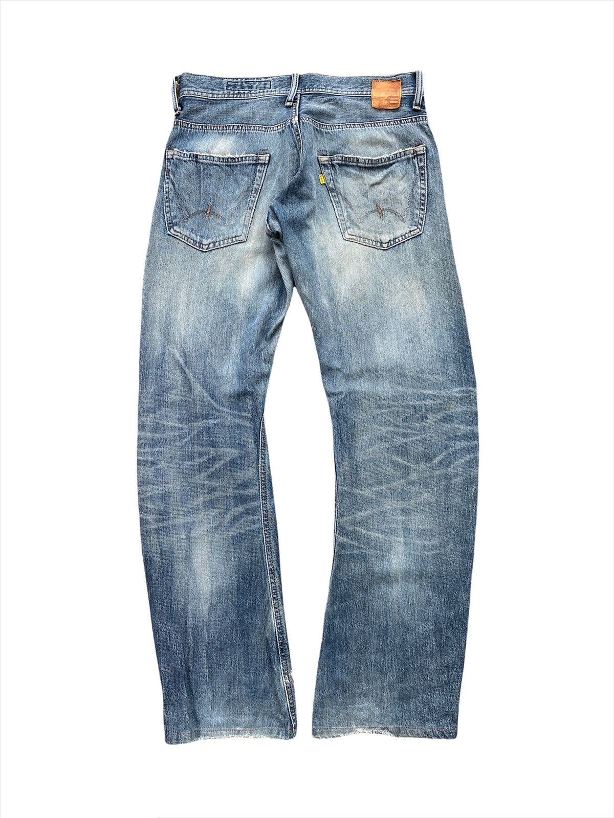 Edwin Vtg Edwin E-function Curved Leg Distressed Denim MadeInJapan Size US 31 - 2 Thumbnail