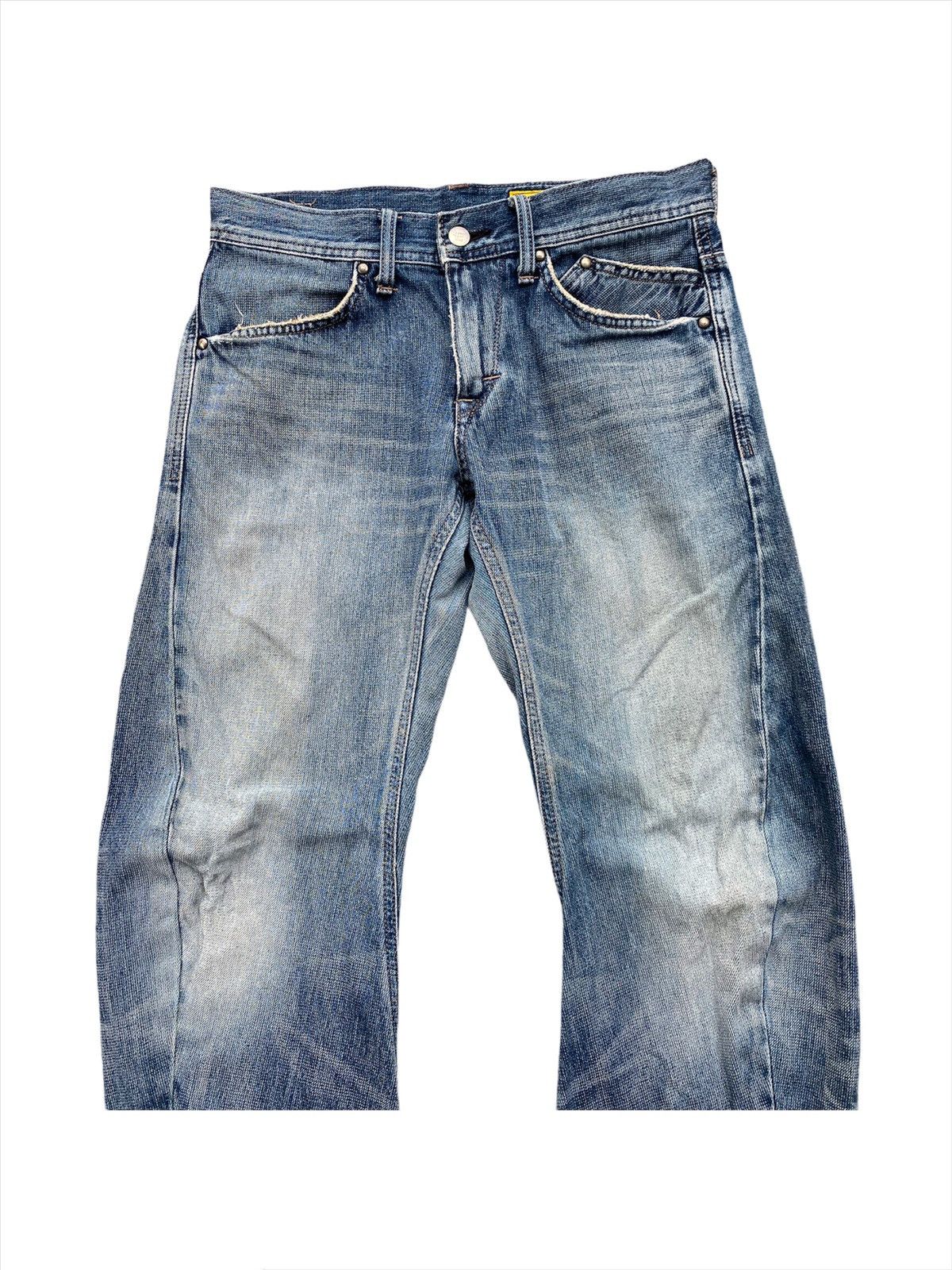 Edwin Vtg Edwin E-function Curved Leg Distressed Denim MadeInJapan Size US 31 - 7 Thumbnail