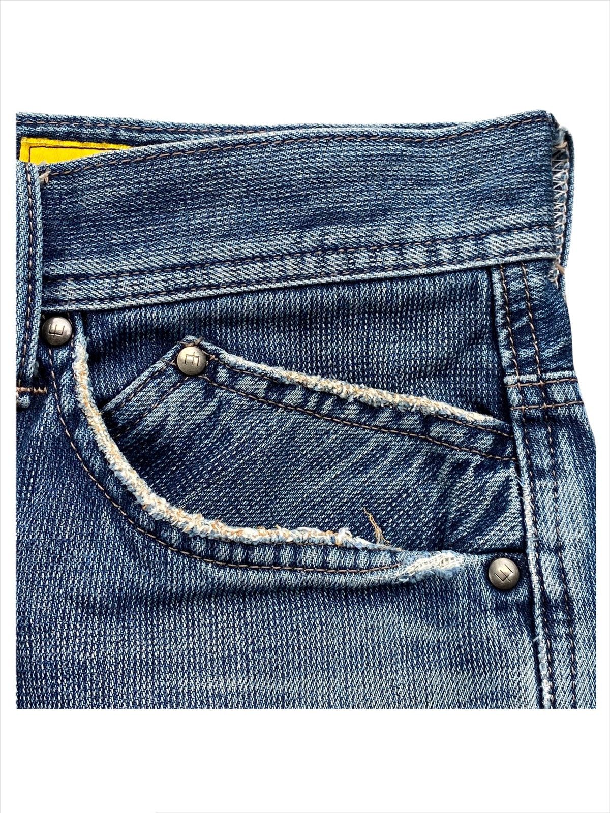 Edwin Vtg Edwin E-function Curved Leg Distressed Denim MadeInJapan Size US 31 - 9 Thumbnail