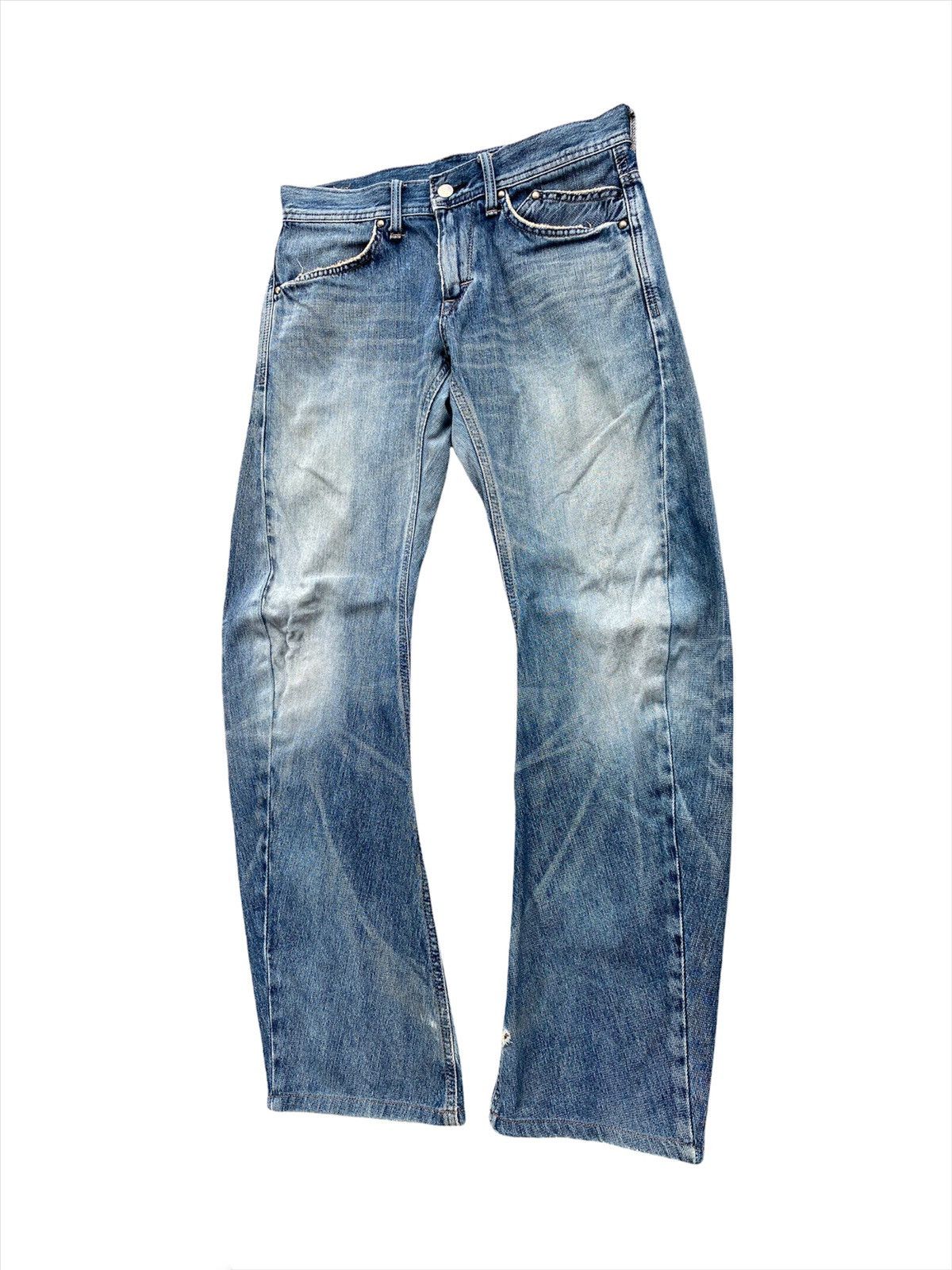 Edwin Vtg Edwin E-function Curved Leg Distressed Denim MadeInJapan Size US 31 - 4 Thumbnail