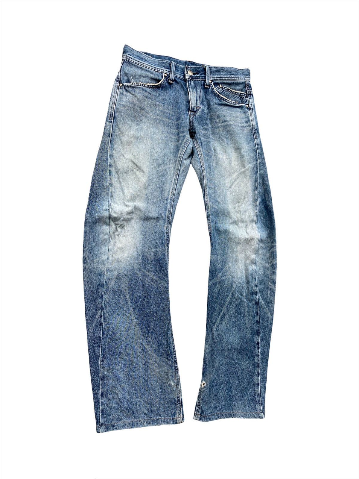 Edwin Vtg Edwin E-function Curved Leg Distressed Denim MadeInJapan Size US 31 - 5 Thumbnail