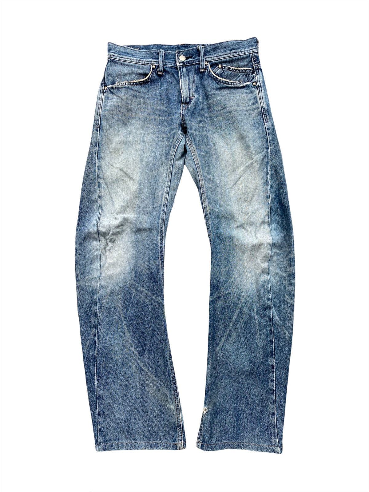 Edwin Vtg Edwin E-function Curved Leg Distressed Denim MadeInJapan Size US 31 - 1 Thumbnail