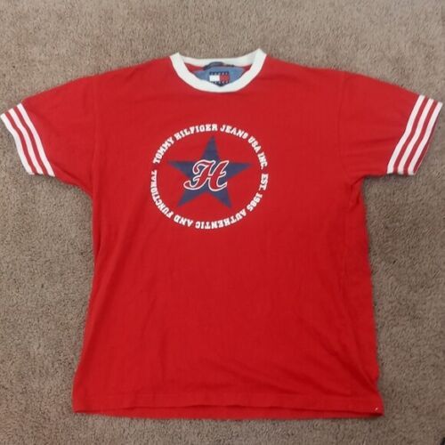 Vintage 90s Tommy Hilfiger tee L 1985 Red Shirt