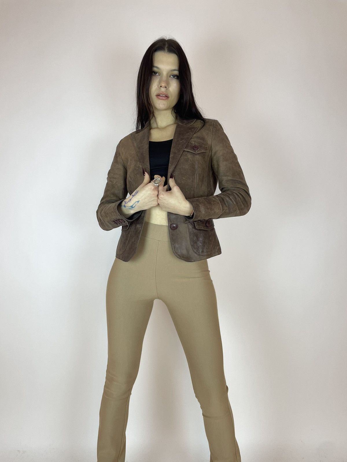 Vintage Vintage leather Blazer elegant brown jacket Womens size 34 Size S / US 4 / IT 40 - 3 Thumbnail