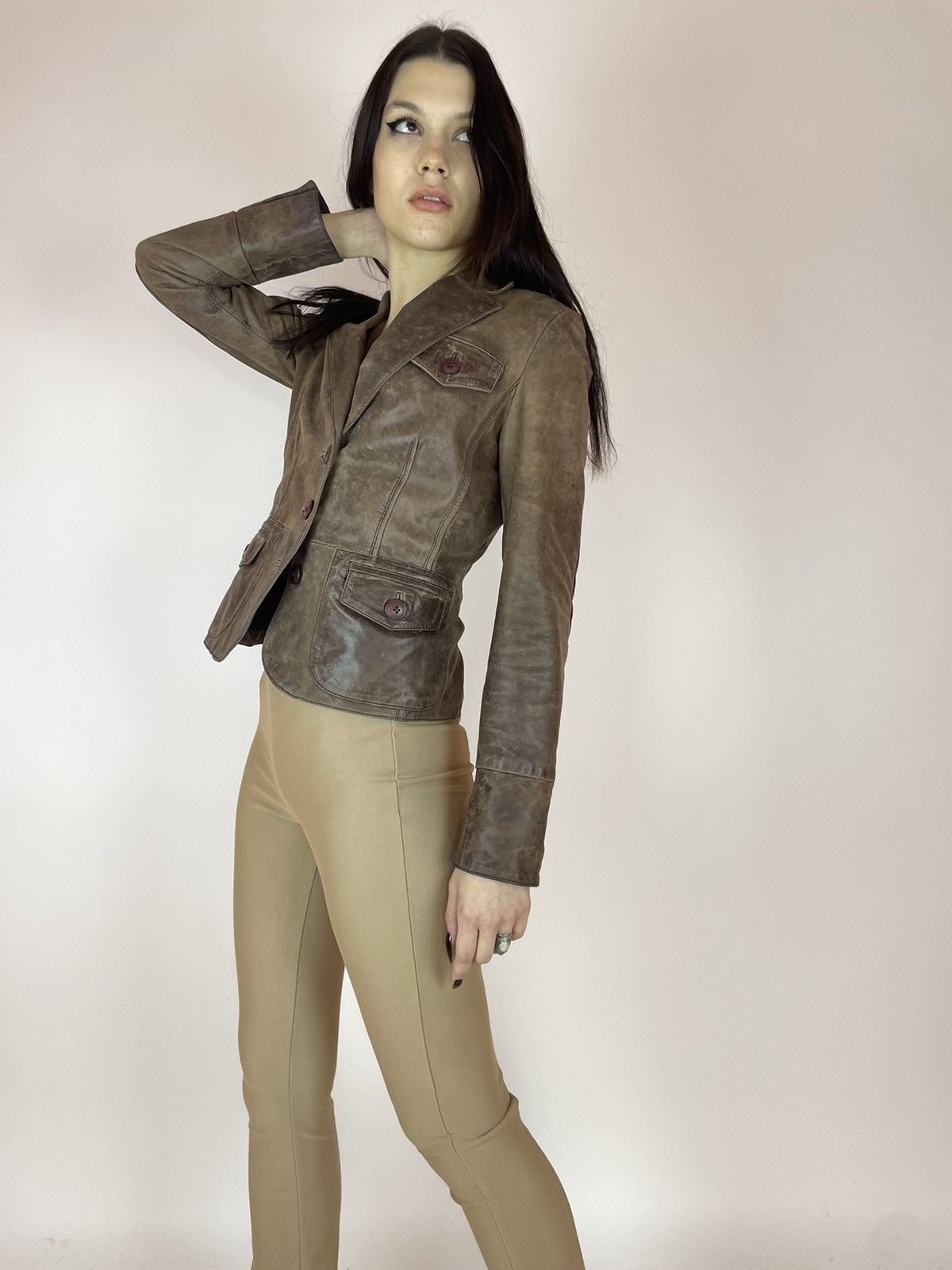 Vintage Vintage leather Blazer elegant brown jacket Womens size 34 Size S / US 4 / IT 40 - 5 Thumbnail
