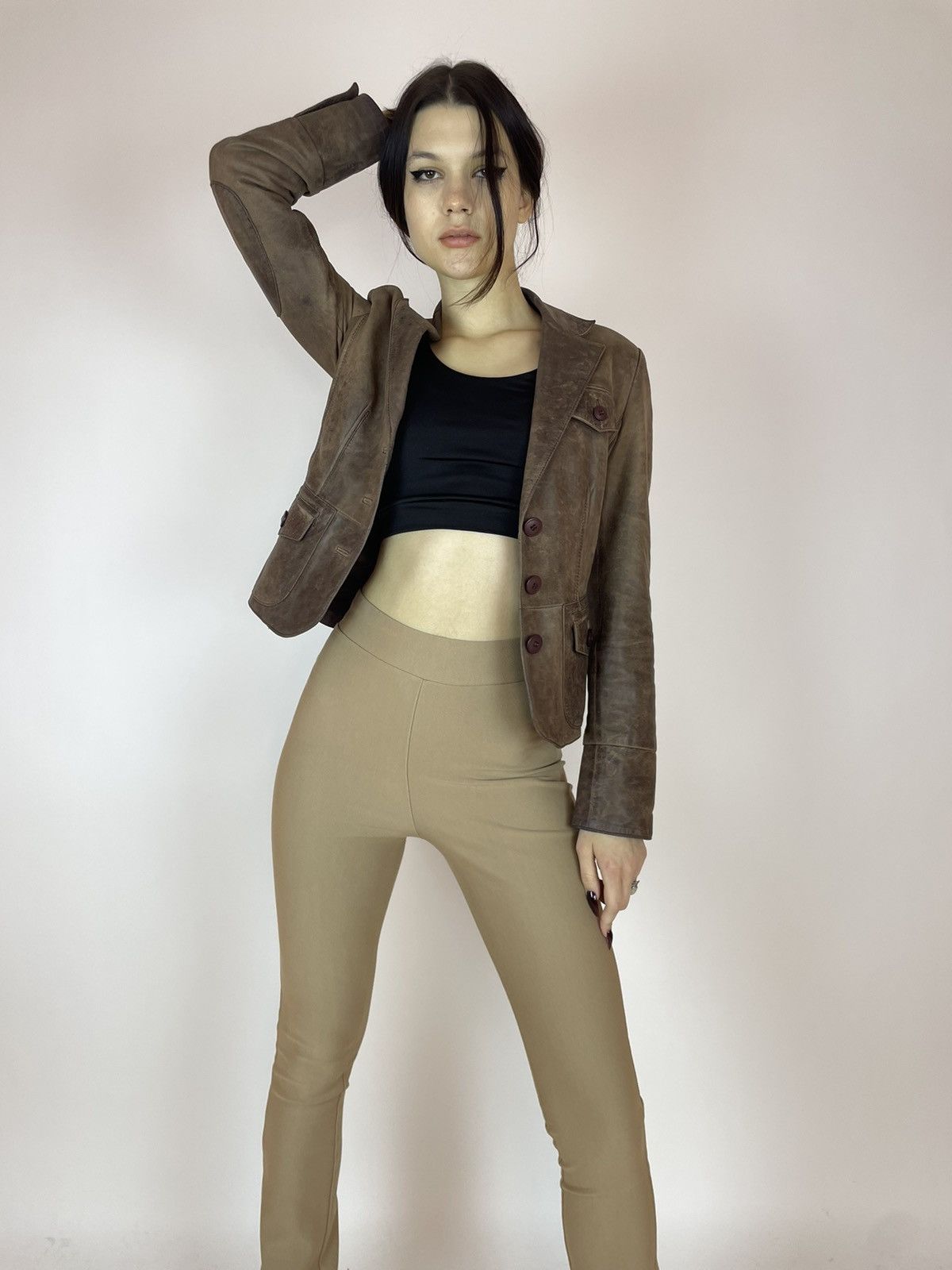 Vintage Vintage leather Blazer elegant brown jacket Womens size 34 Size S / US 4 / IT 40 - 2 Thumbnail