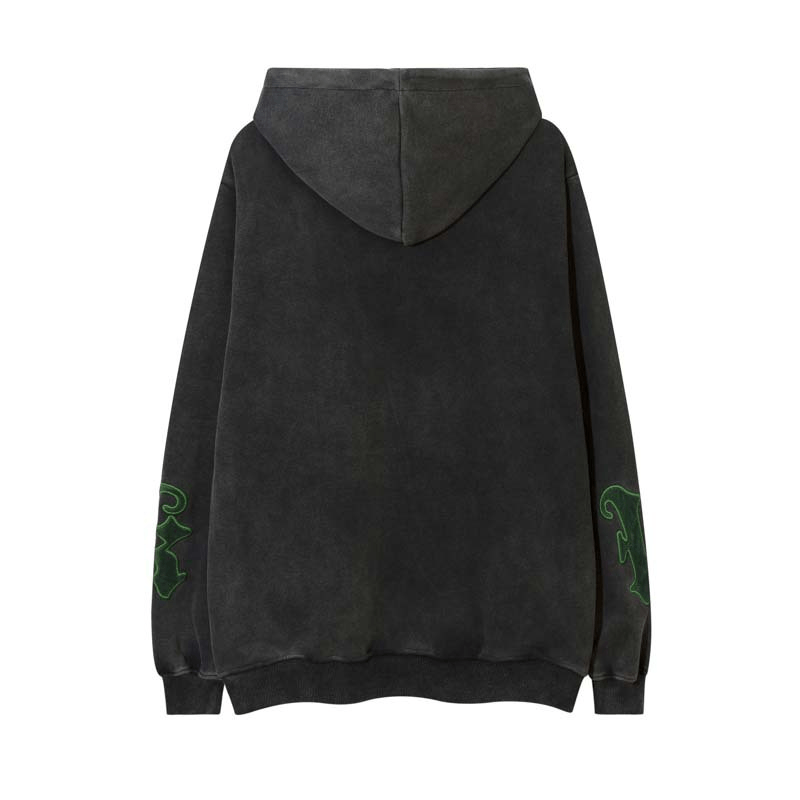 Letters Embroidery Black Hoodie