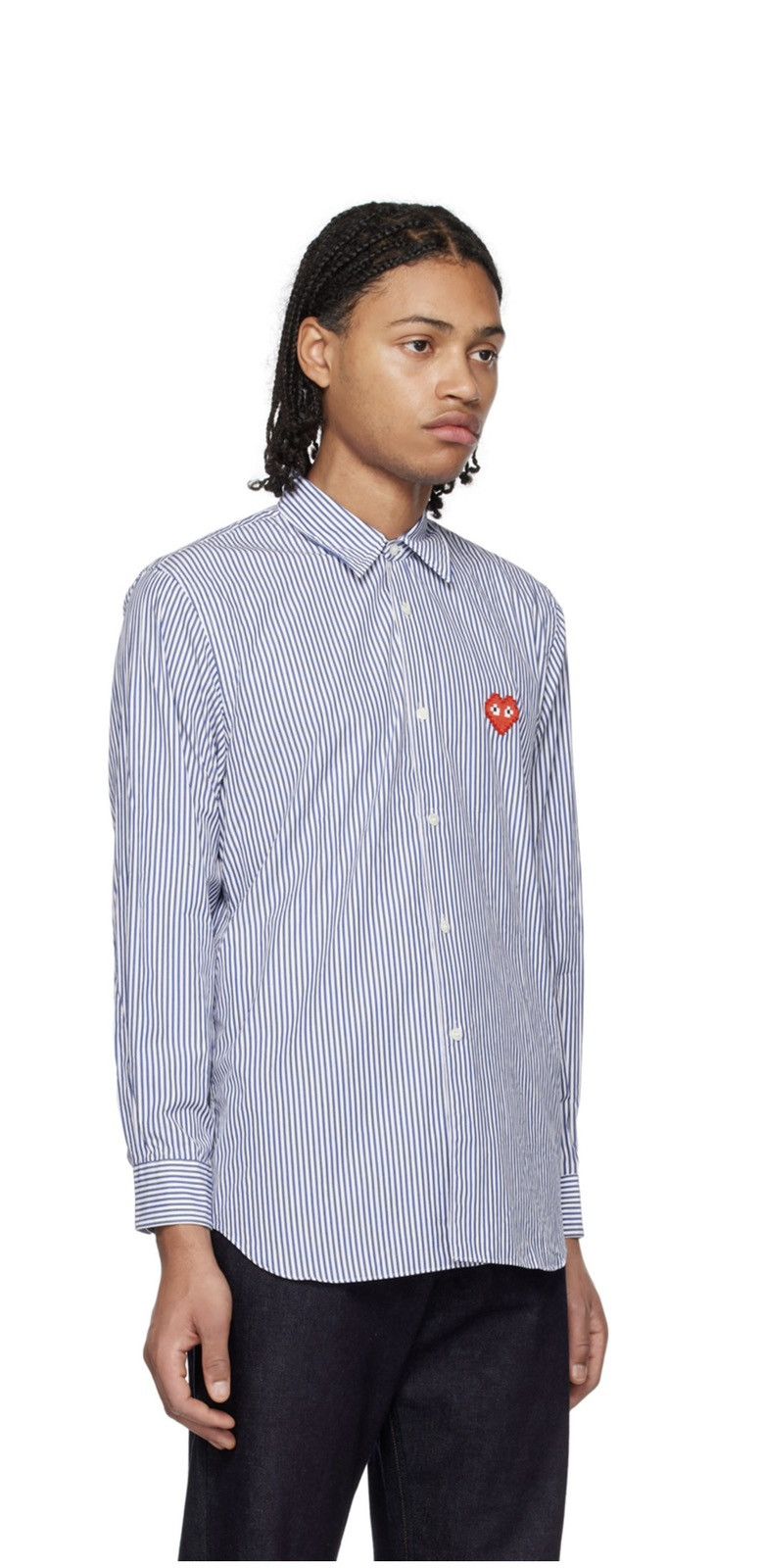 Comme des garçons play invader shirt stripe blue